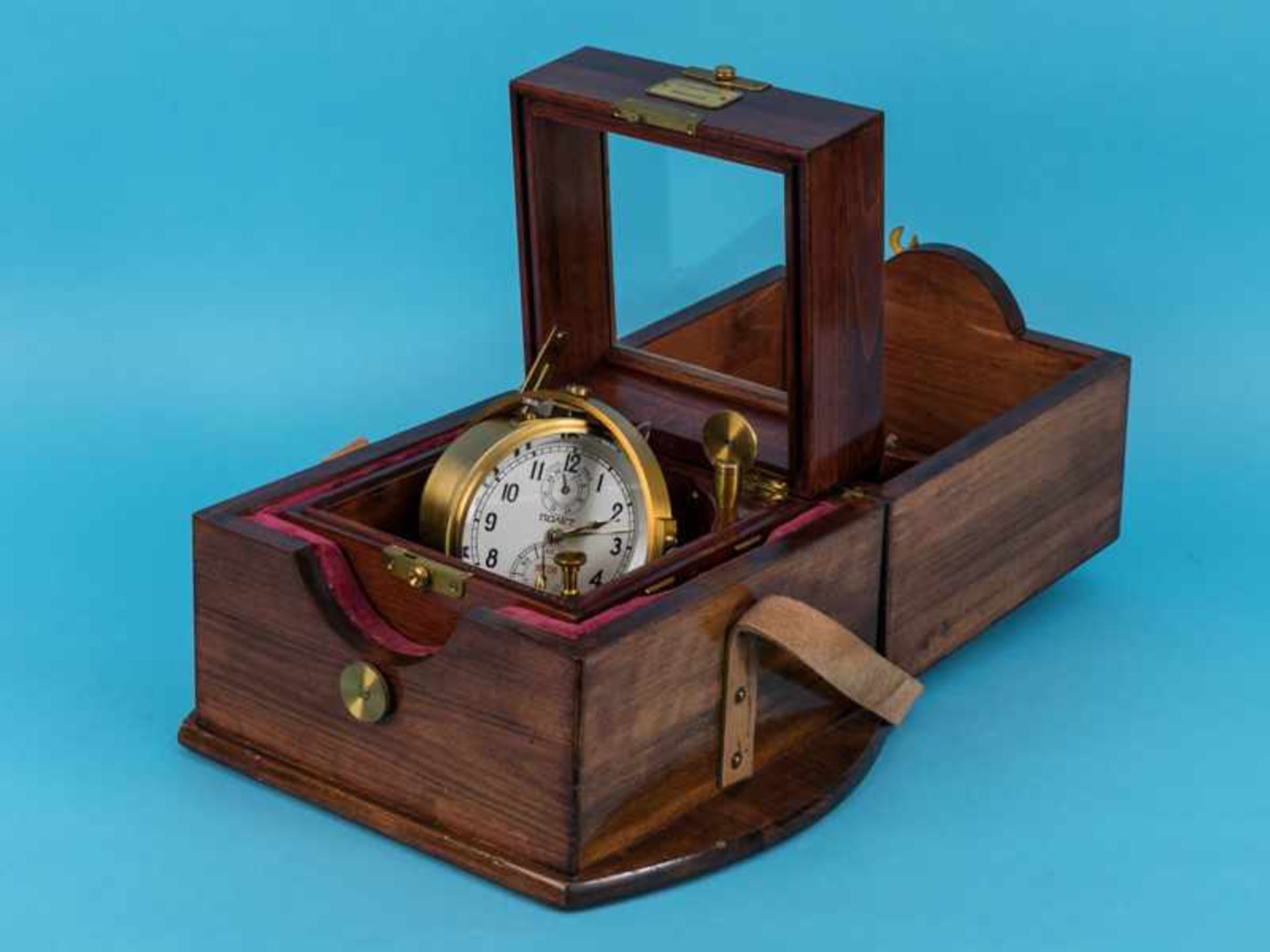 Poljot-Marine-Chronometer in zweifachem Holzgehäuse, Rußland (Sowjetunion), Mitte 20. Jh. Messing - Bild 9 aus 15