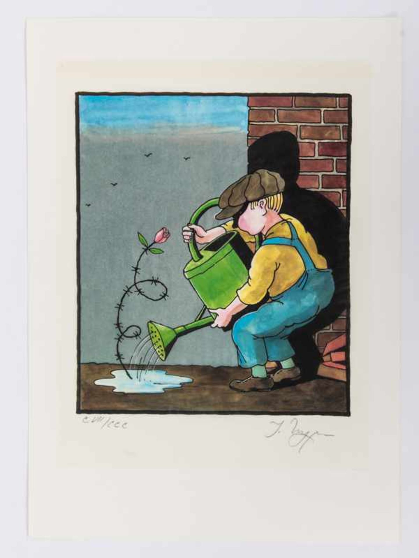 Ungerer, Tomi (1931 - 2019). Farb-Offset-Lithographie auf Transparentpapier, "Der Nach-Wuchs", um