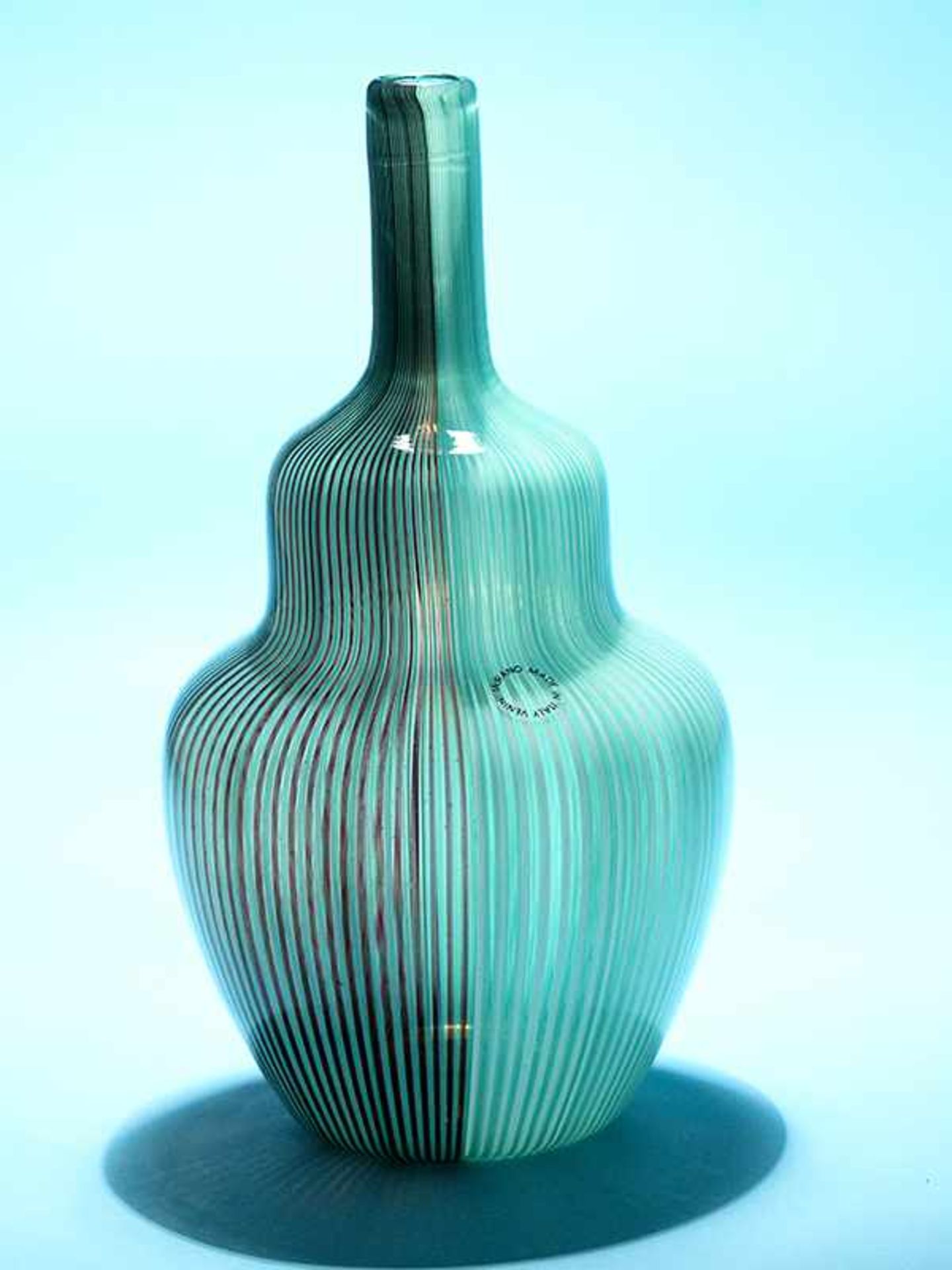 Vase "Tessuto", Entwurf Carlo Scarpa um 1940, Venini/Murano, Italien, 1989. Muranoglas in "Canna"