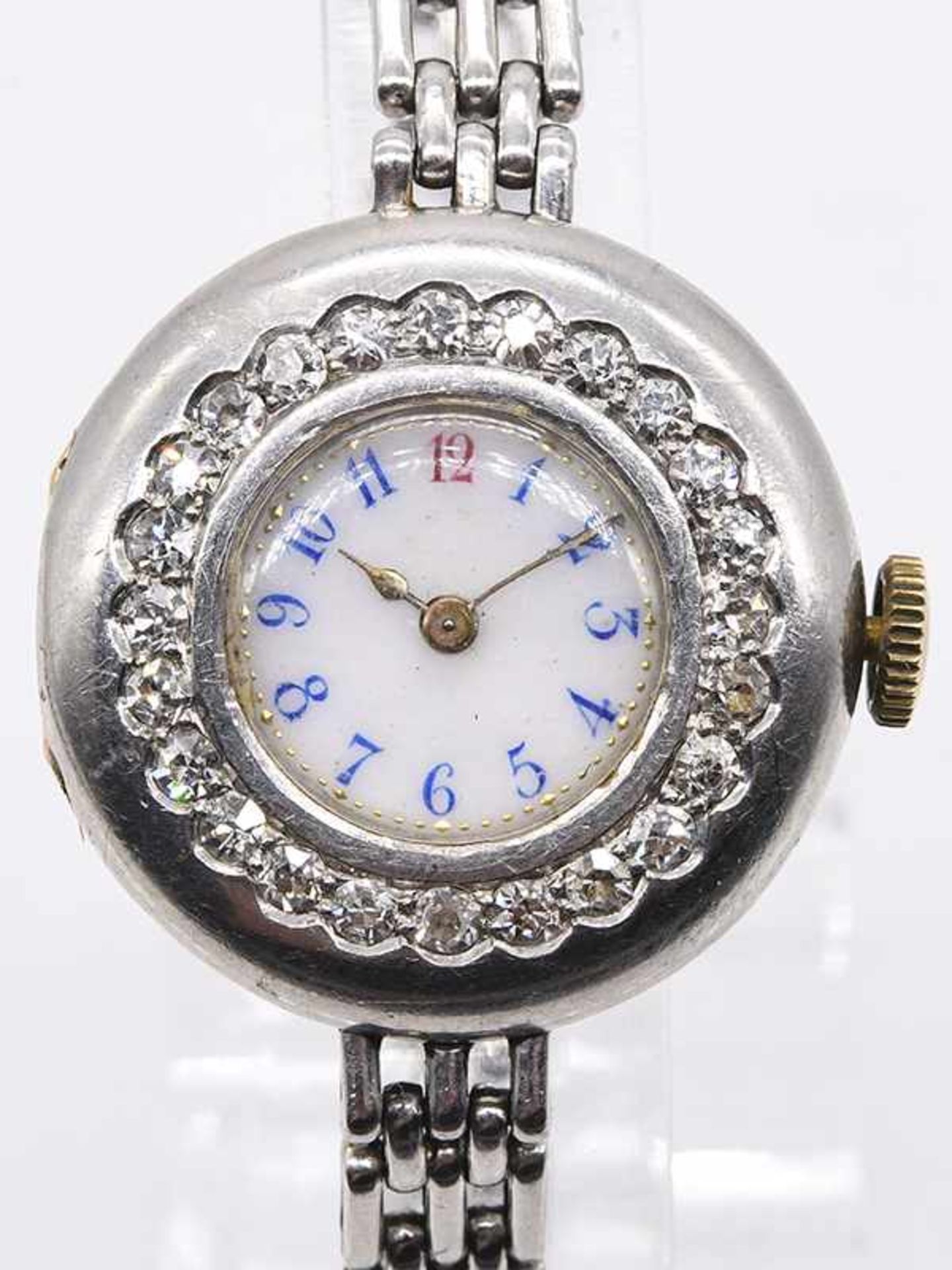 Damenarmbanduhr mit 24 Altschliff-Diamanten, zus. ca. 0,75 ct, bezeichnet Laforge, Geneve, um