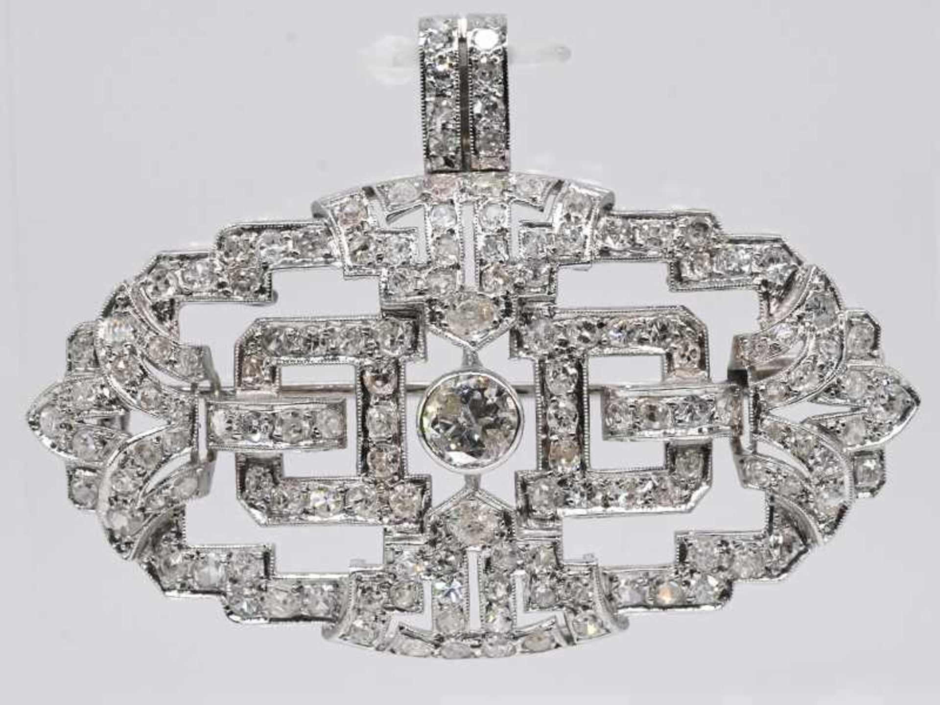 Anhänger/Brosche mit Altschliff-Diamanten, zusammen ca. 2 ct, Frankreich, Art Deco. <