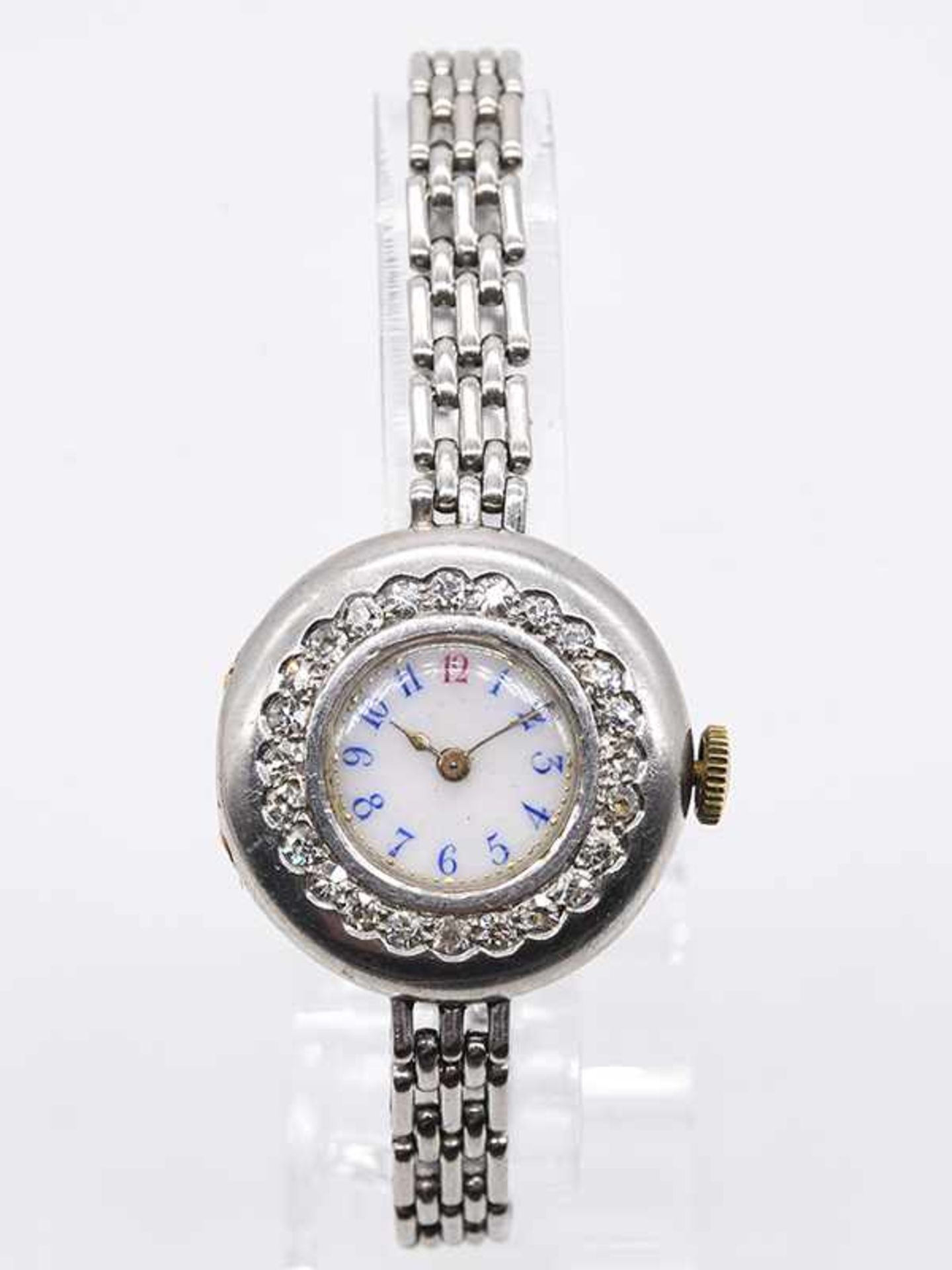 Damenarmbanduhr mit 24 Altschliff-Diamanten, zus. ca. 0,75 ct, bezeichnet Laforge, Geneve, um - Bild 3 aus 5
