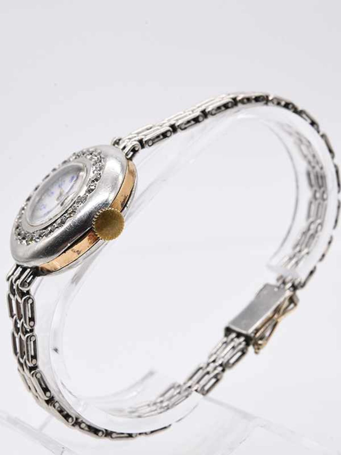 Damenarmbanduhr mit 24 Altschliff-Diamanten, zus. ca. 0,75 ct, bezeichnet Laforge, Geneve, um - Image 5 of 5
