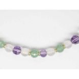 Collier mit Aventurin, Amethyst und Bergkristall, aus der Goldschmiedewerkstatt Ulla Popp (1928-