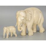 2 Tierfiguren "Elephanten", wohl Odenwald; um 1900.