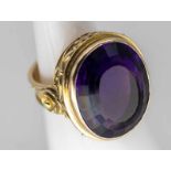 Ring mit Amethyst, Goldschmiedearbeit, gestempelt AS, um 1970.