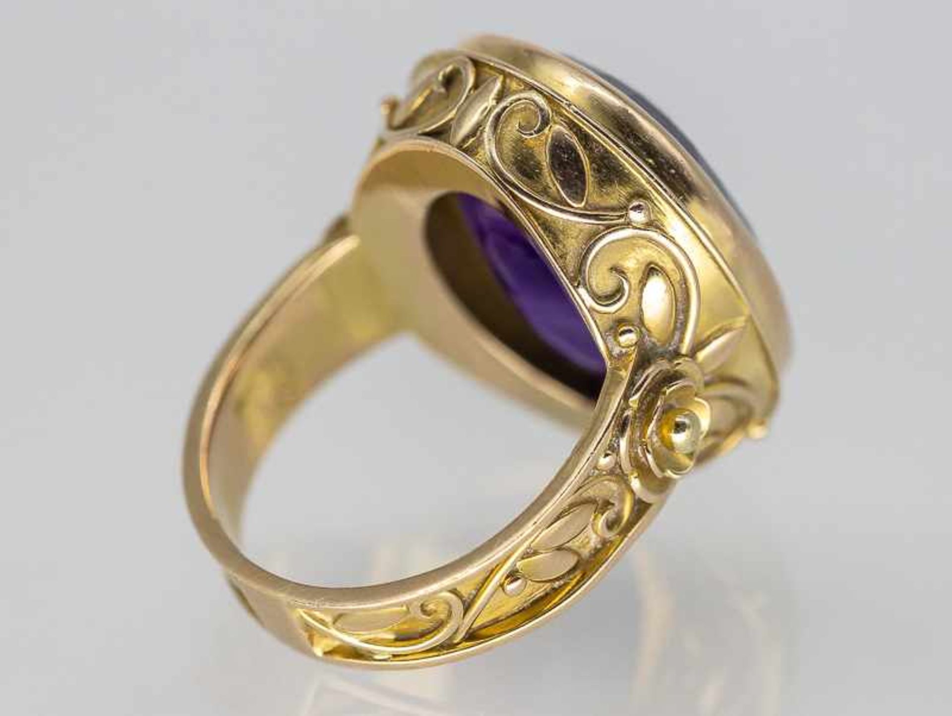 Ring mit Amethyst, Goldschmiedearbeit, gestempelt AS, um 1970. - Image 7 of 8