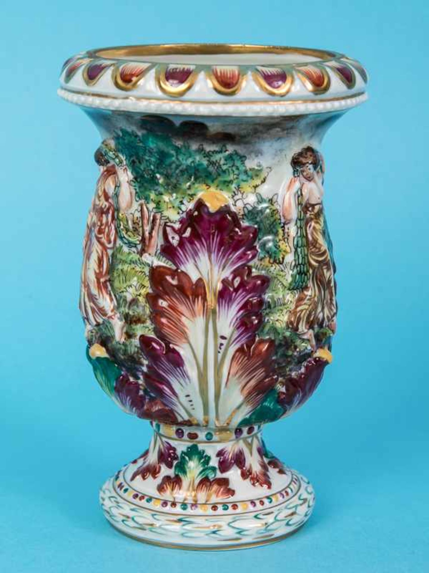 Pokalvase in "Capodimonte"-Manier, Italien (?), 20. Jh. - Image 2 of 7