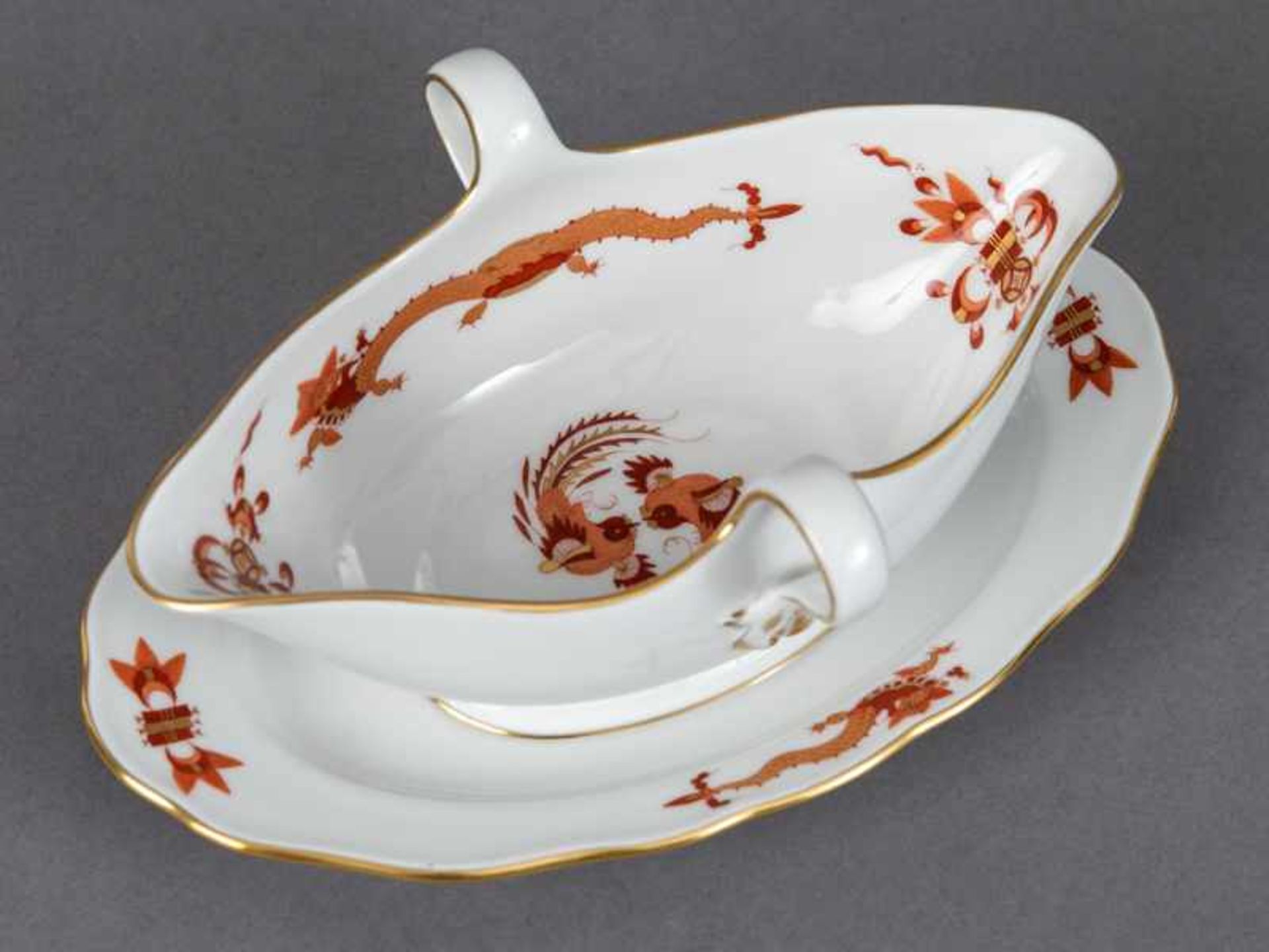 Sauçière "Roter Hofdrache", Meissen, 20. Jh. Sauçière "Roter Hofdrache", Meissen, 20. Jh.