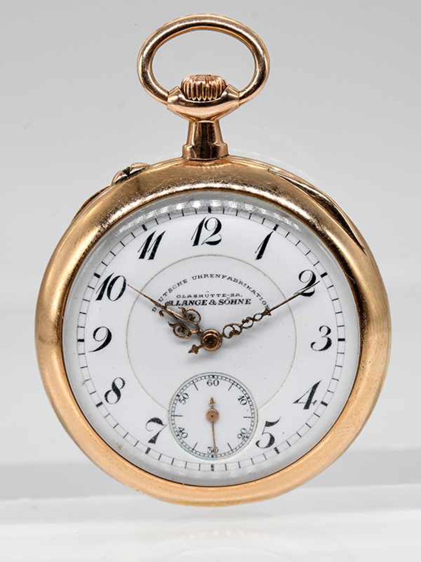 Goldene Taschenuhr, Deutsche Uhrenfabrikation, Glashütte- SA, A. Lange und Söhne, um 1900. Goldene
