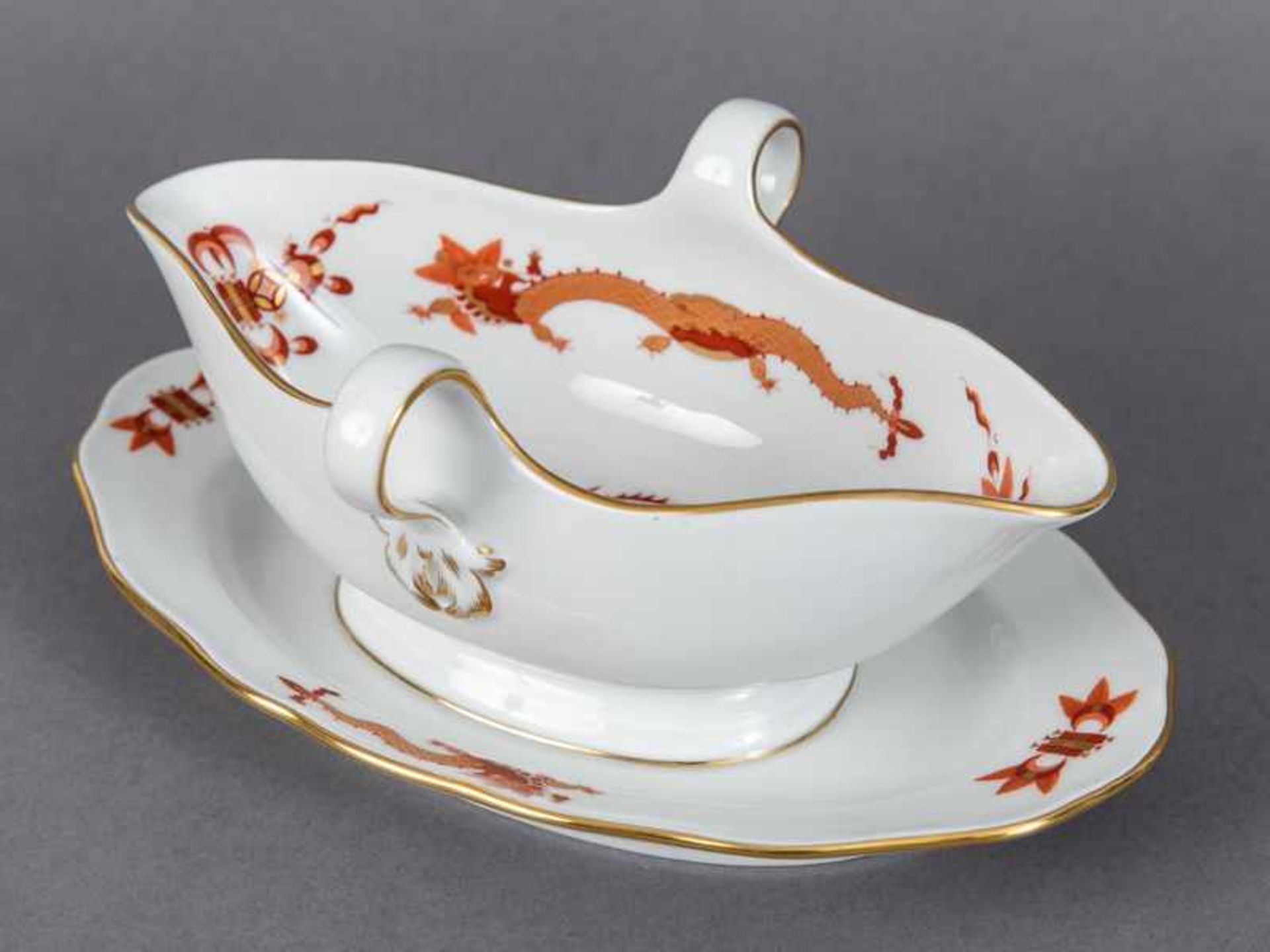 Sauçière "Roter Hofdrache", Meissen, 20. Jh. Sauçière "Roter Hofdrache", Meissen, 20. Jh. - Bild 2 aus 4