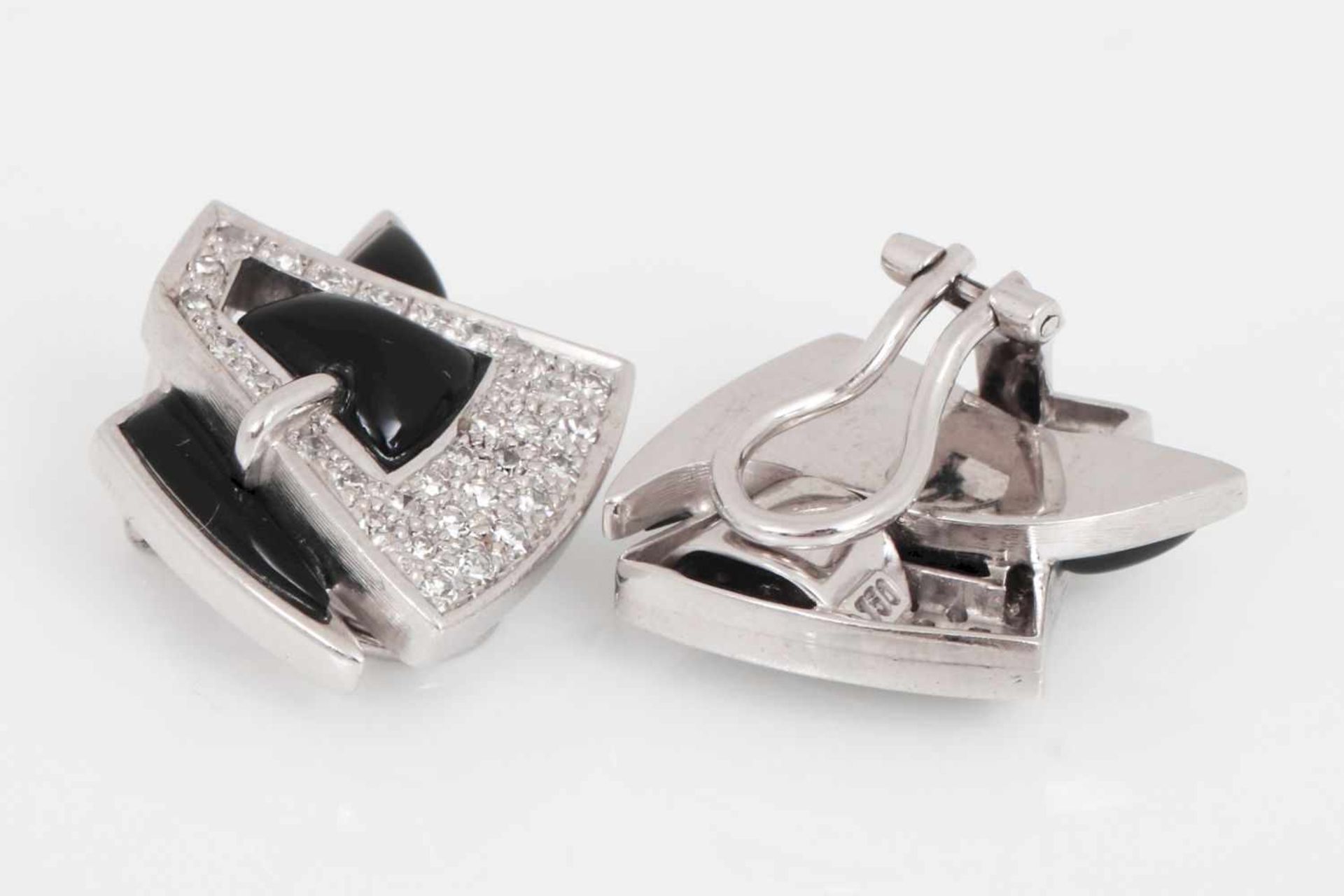 Paar Onyx-Diamant Ohrhänger< - Bild 2 aus 2
