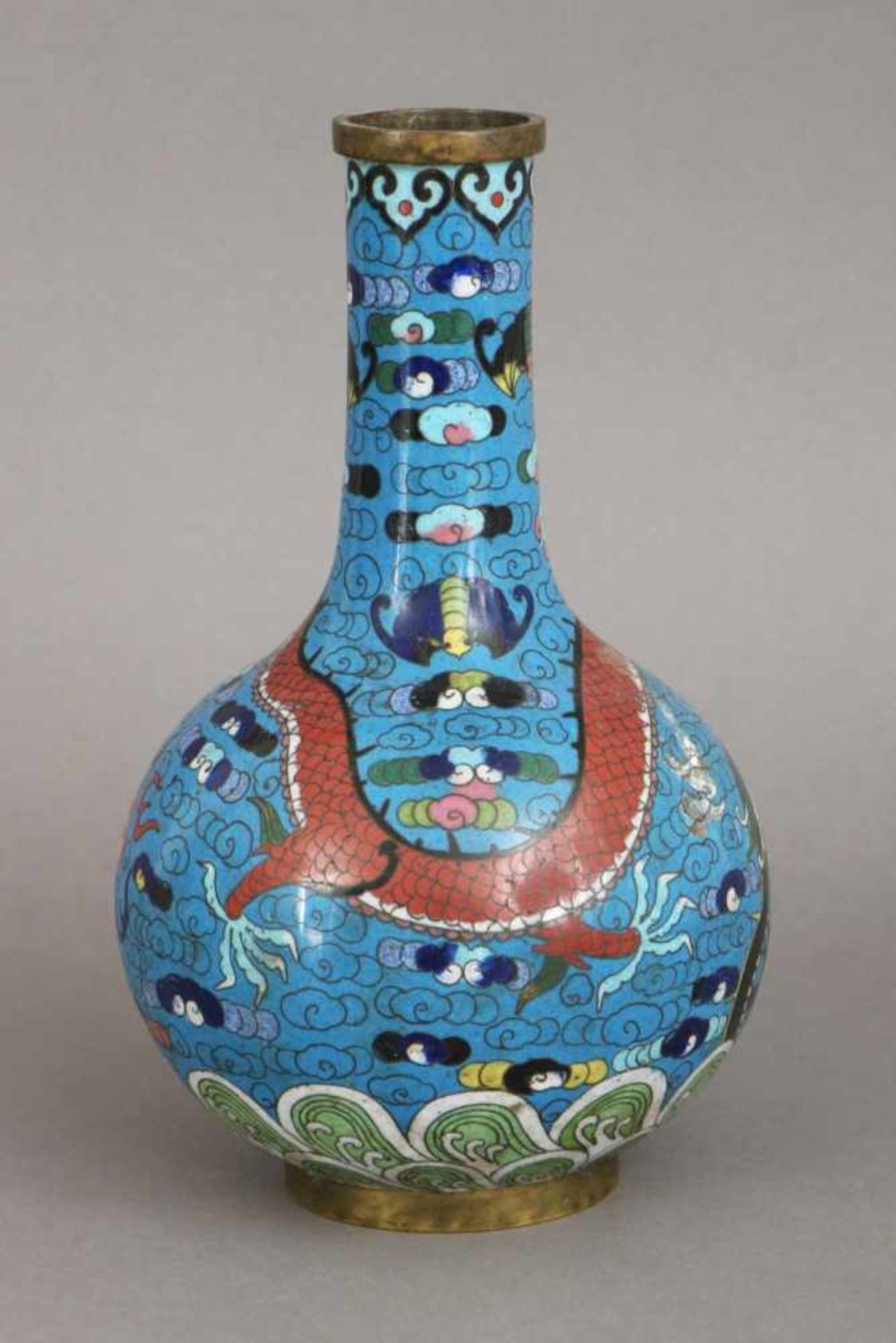Asiatische Cloisonné-Vase< - Bild 2 aus 3