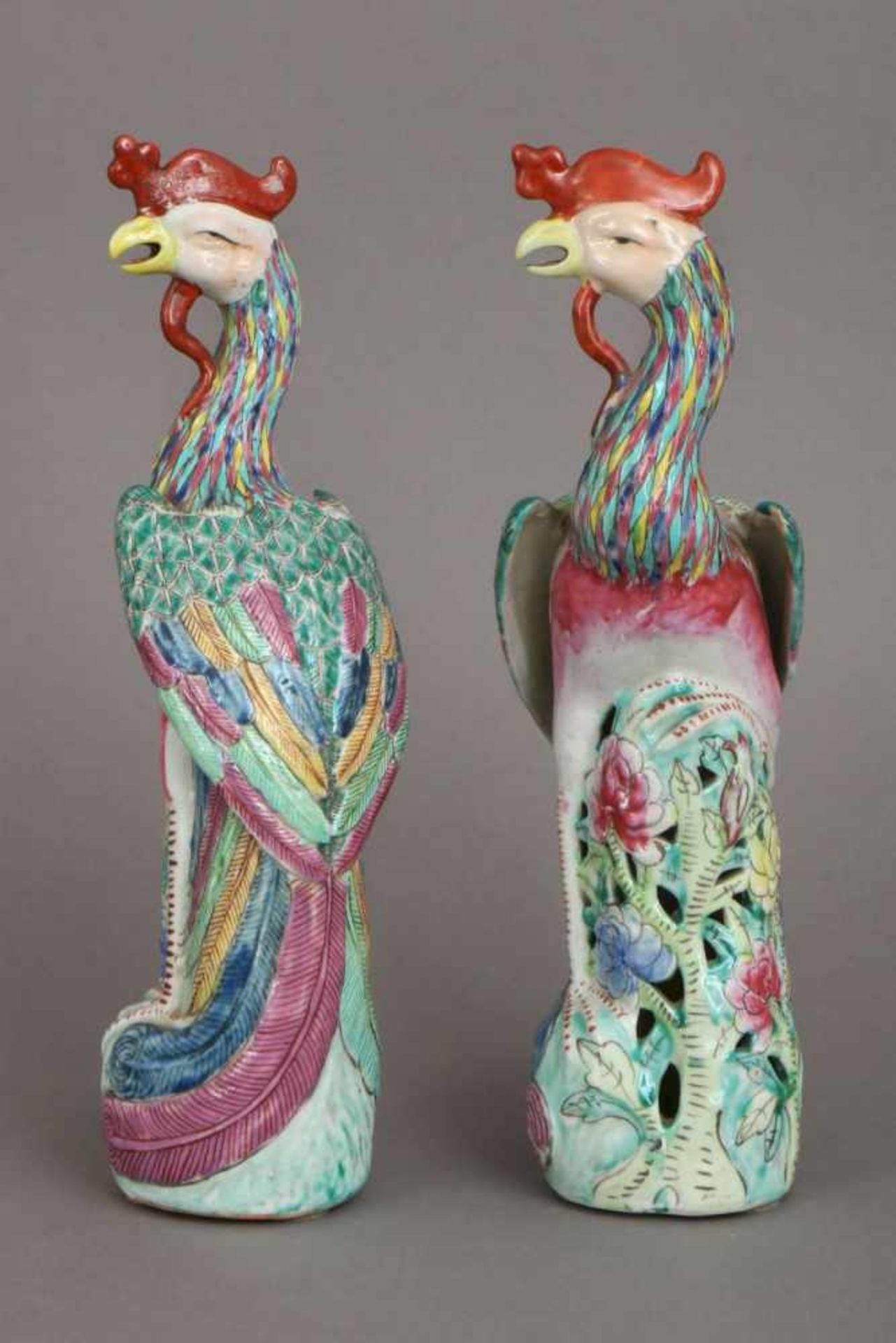 Paar chinesische Porzellanfiguren ¨Vögel¨<br