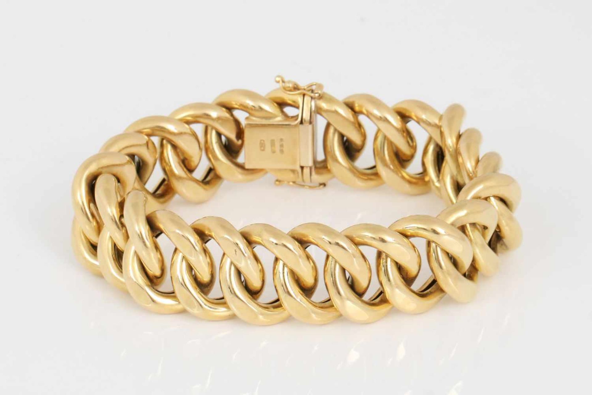 Panzerarmband750er Gelbgold, Gewicht 57,75g, L 19,5cm, B 2cm