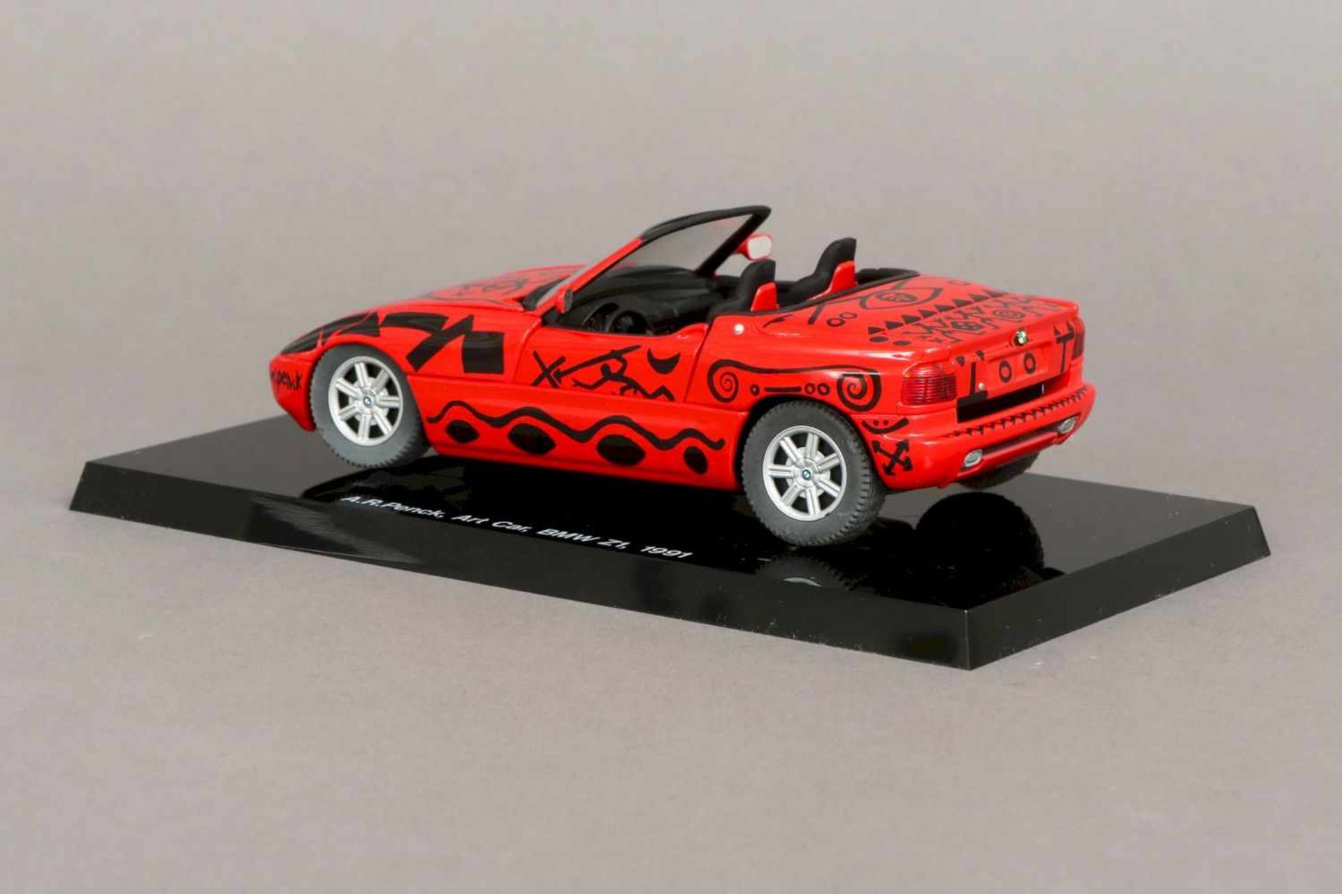 A.R. PENCK Modellauto ¨Art Car BMW Z1¨Metall und Kunststoff, rot-schwarz lackiert, an Front- - Bild 3 aus 3