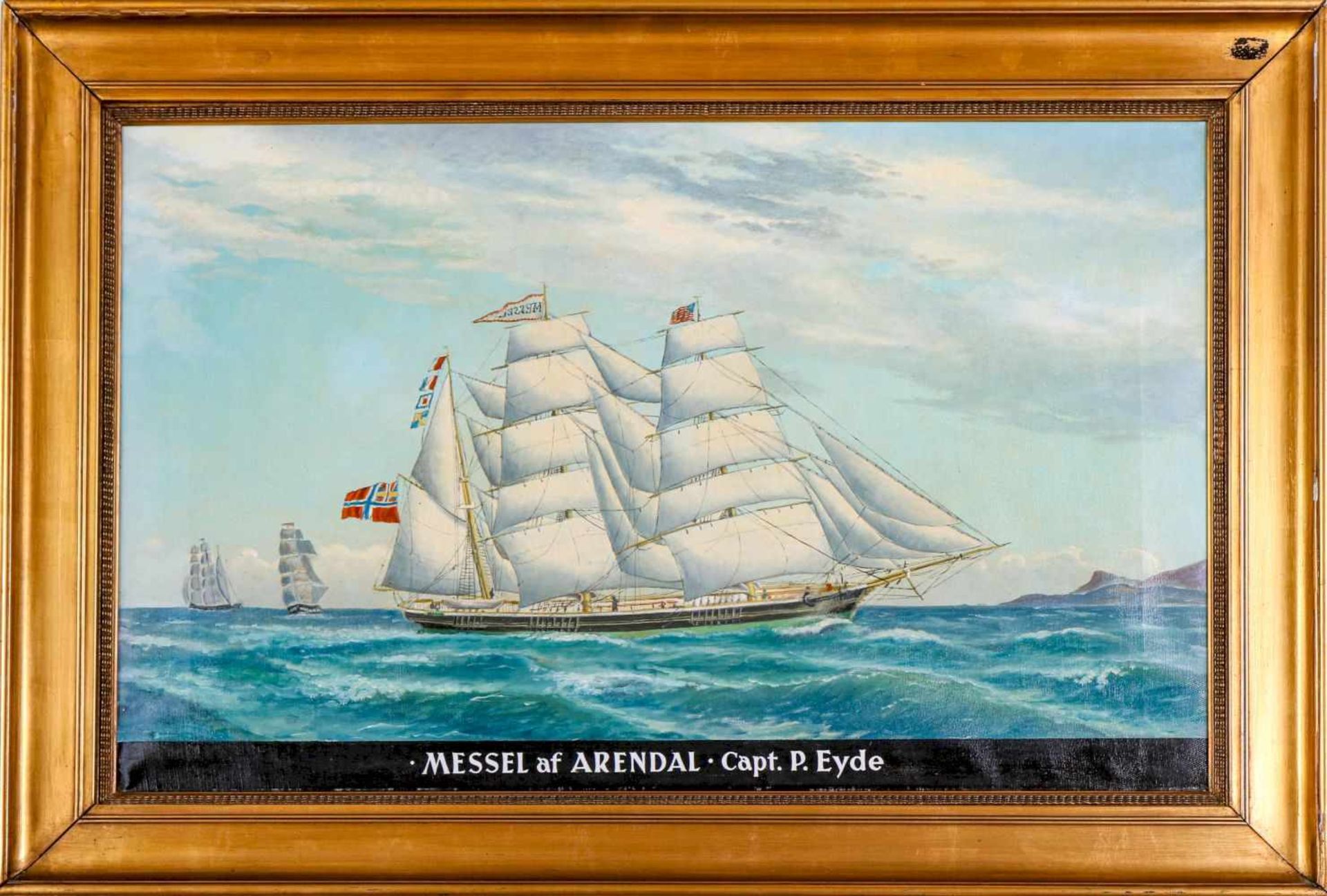 Sogenanntes Kapitänsbild ¨Porträt der Messel von Arendal¨ (Capt. P. Eynde)Öl auf Leinwand,