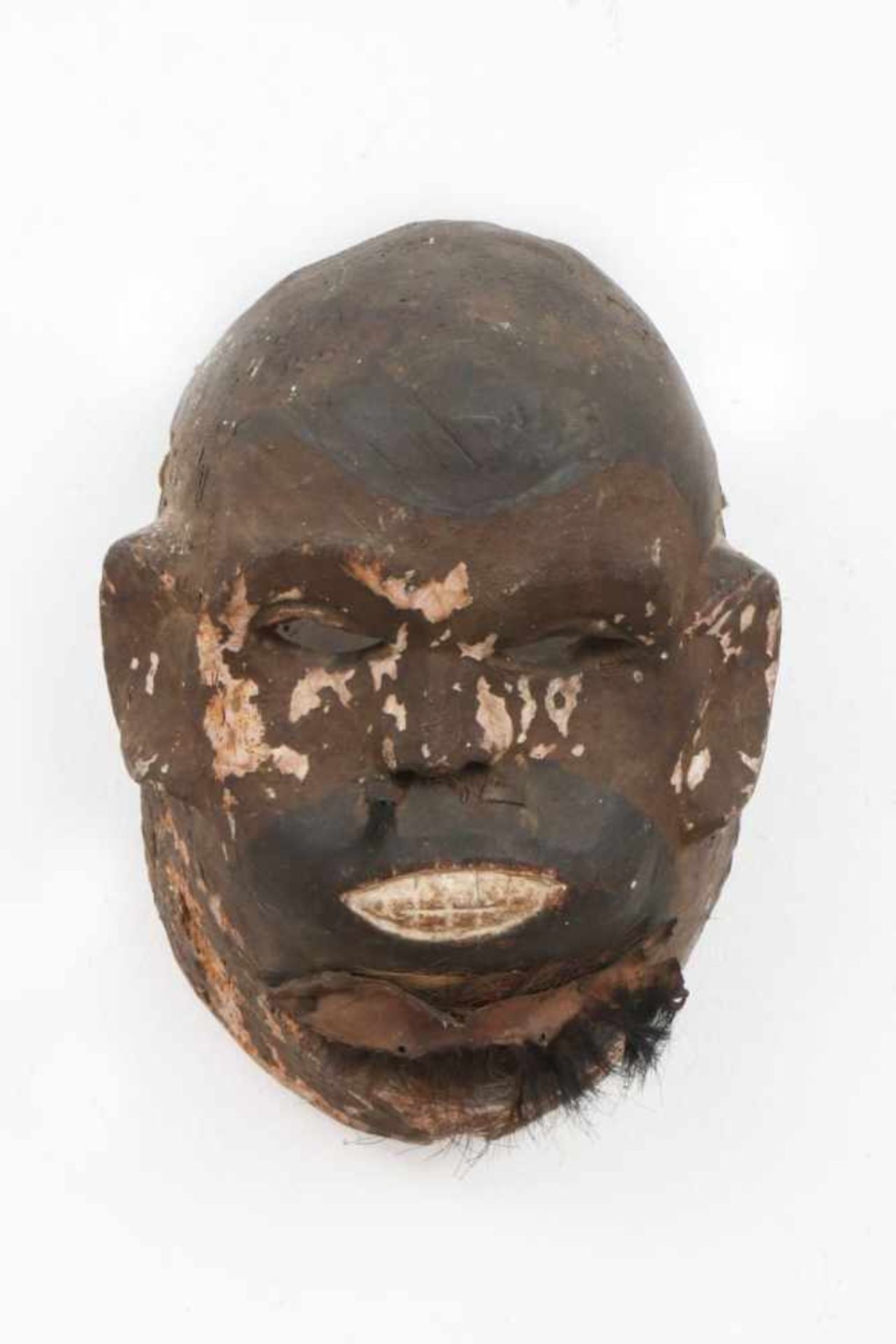 Afrikanische Ritualmaskewohl Azande, Kongo, Holz, geschnitzt und dunkel patiniert, Mundpartie mit