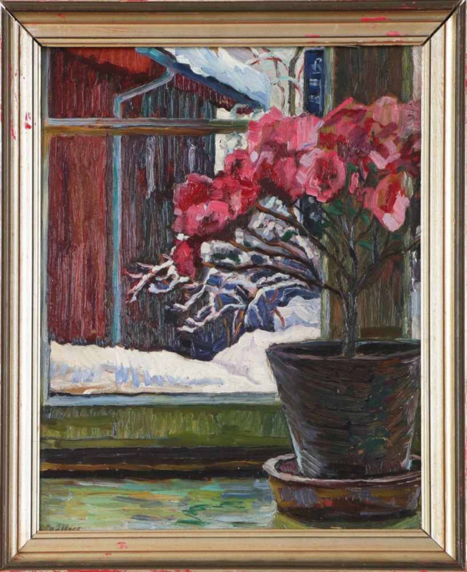 OTTO ILLIES (1881 Yokohama/Japan - 1959 Wernigerode)Öl auf Pappe, ¨Winterlicher Fensterblick mit