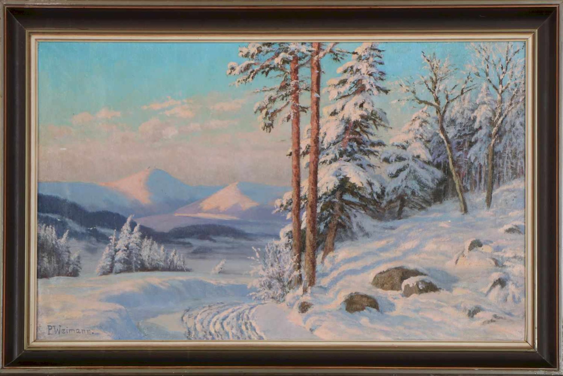 PAUL WEIMANN (1867 Breslau - um 1945 Hirschberg/Schlesien)Öl auf Leinwand, ¨Schneebedeckte