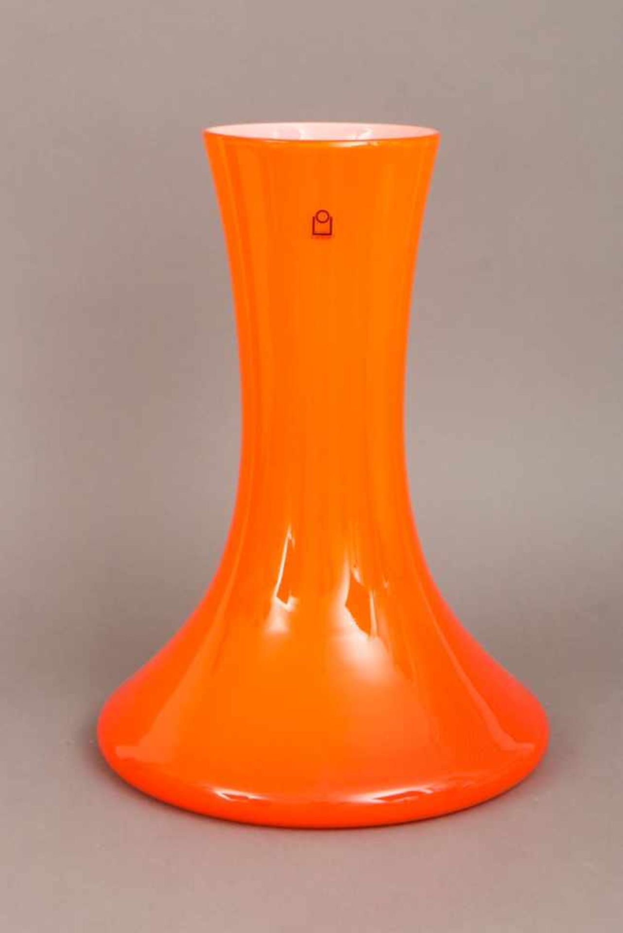 ICHENDORF Glasvaseorangefarbenes Glas, Trompetenform, H ca. 40cm