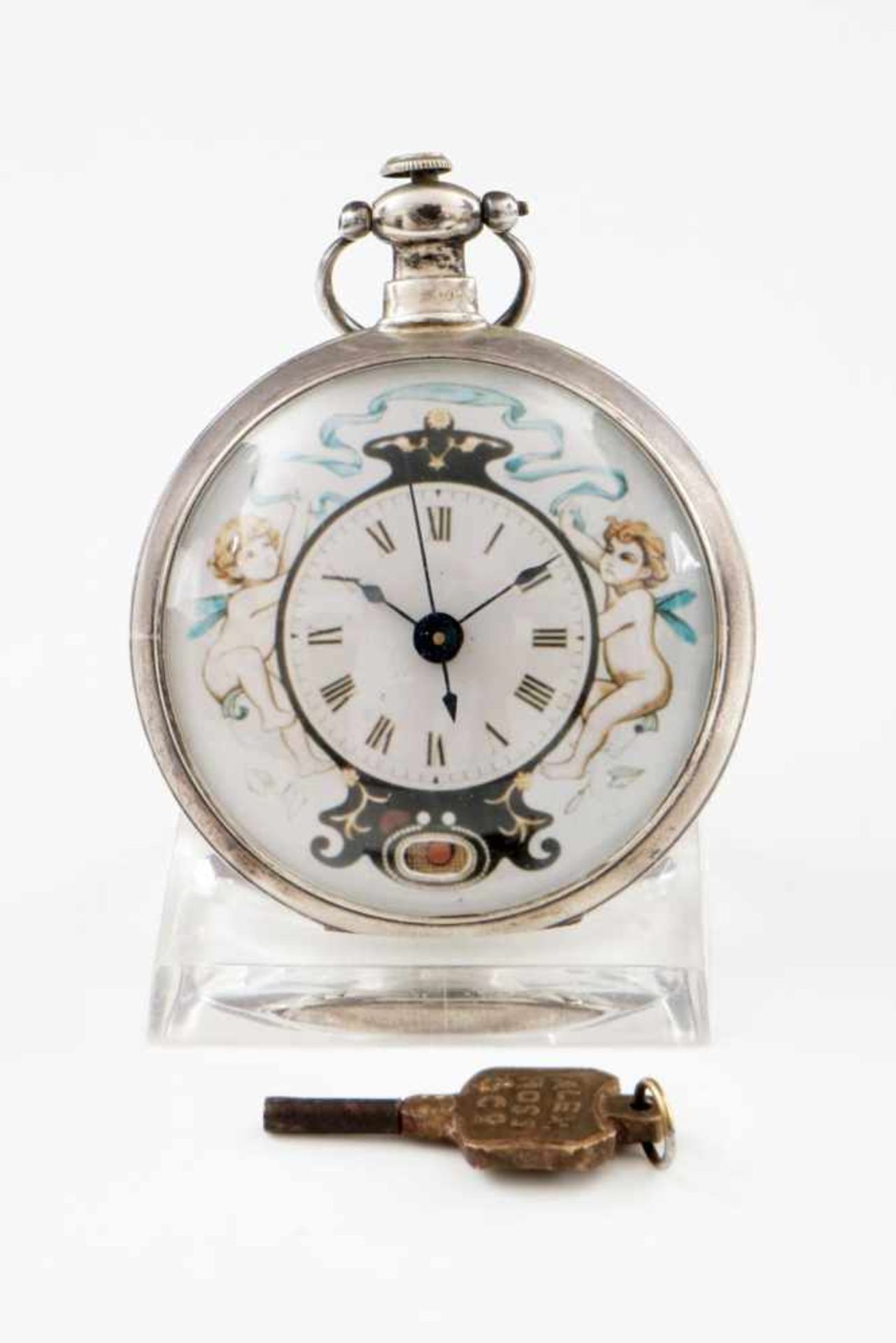 Schweizer VAUCHER Taschenuhr für den chinesischen Markt19. Jahrhundert, Schlüsselaufzug, vergoldetes