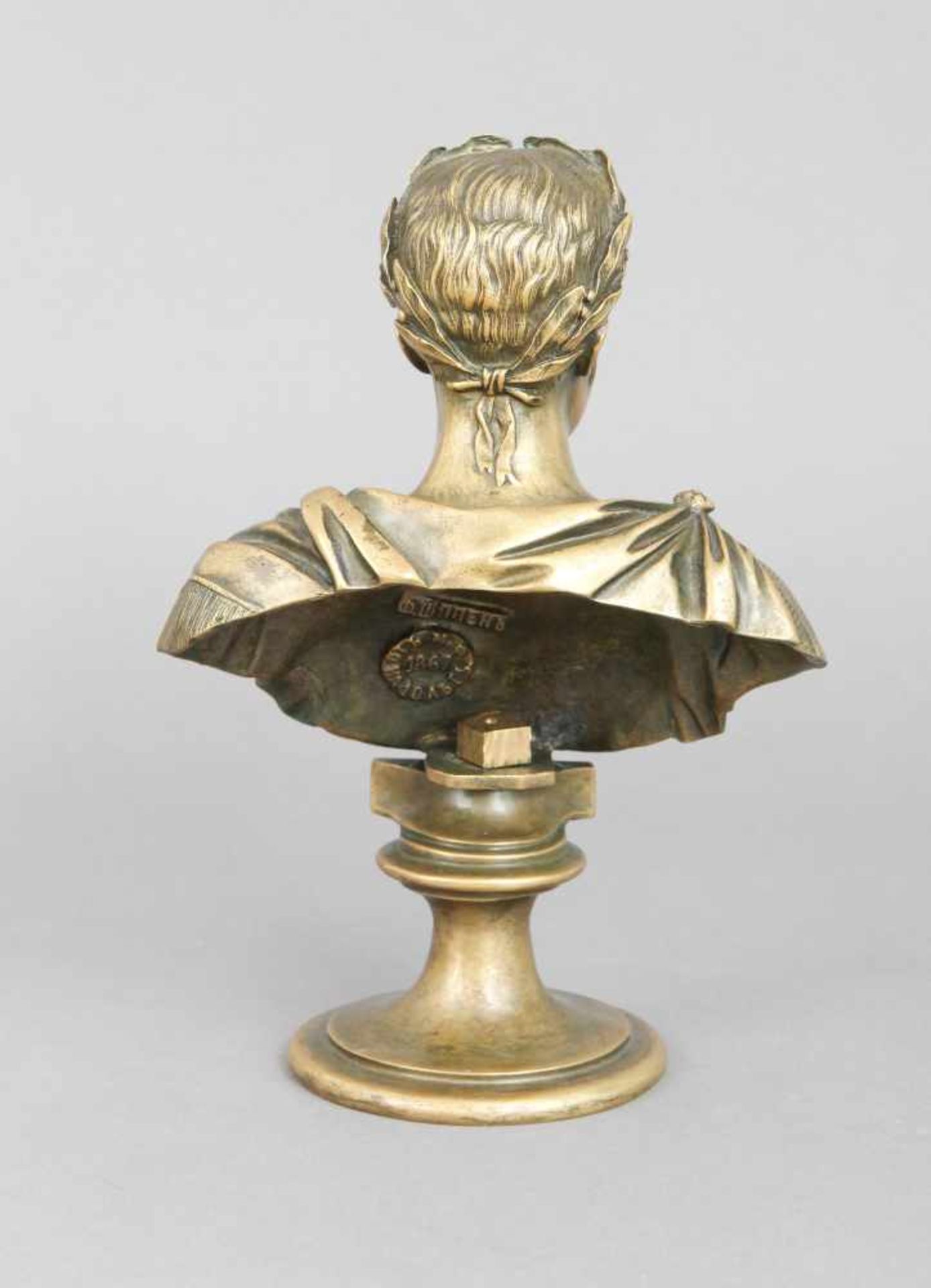 FELIX CHOPIN (1813-1892) Bronzebüste ¨Alexander I.¨Darstellung als ¨Cesar¨ mit antikisierendem - Image 2 of 3