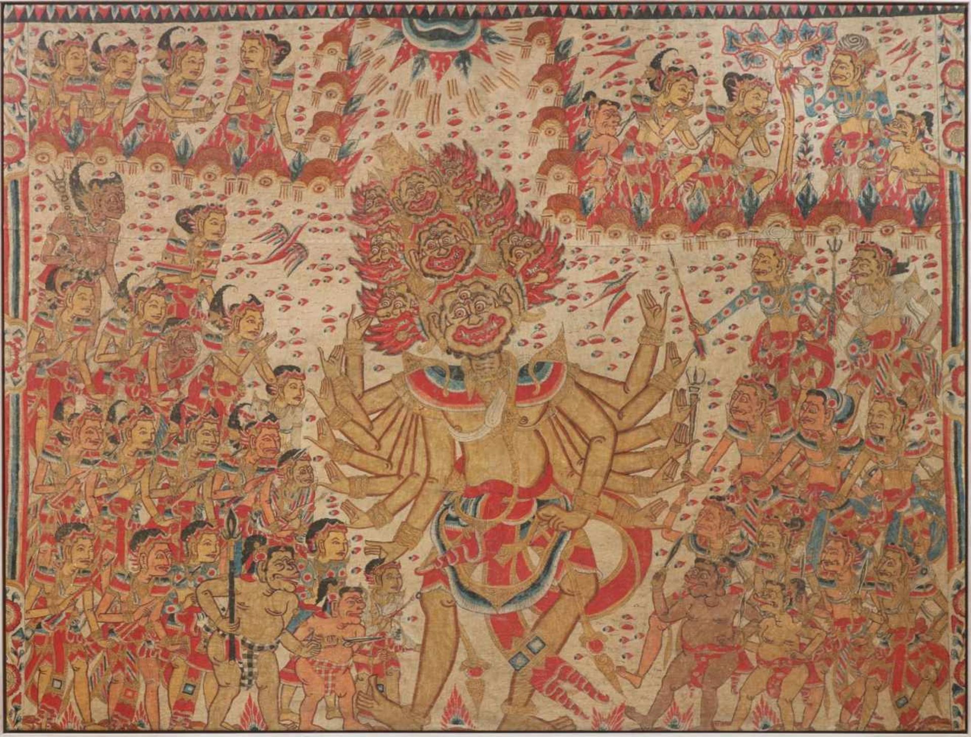 UNBEKANNTER BALINESISCHER KÜNSTLERÖl auf Leinwand/Tuch, ¨Mythologische Szene aus dem Ramayana¨,