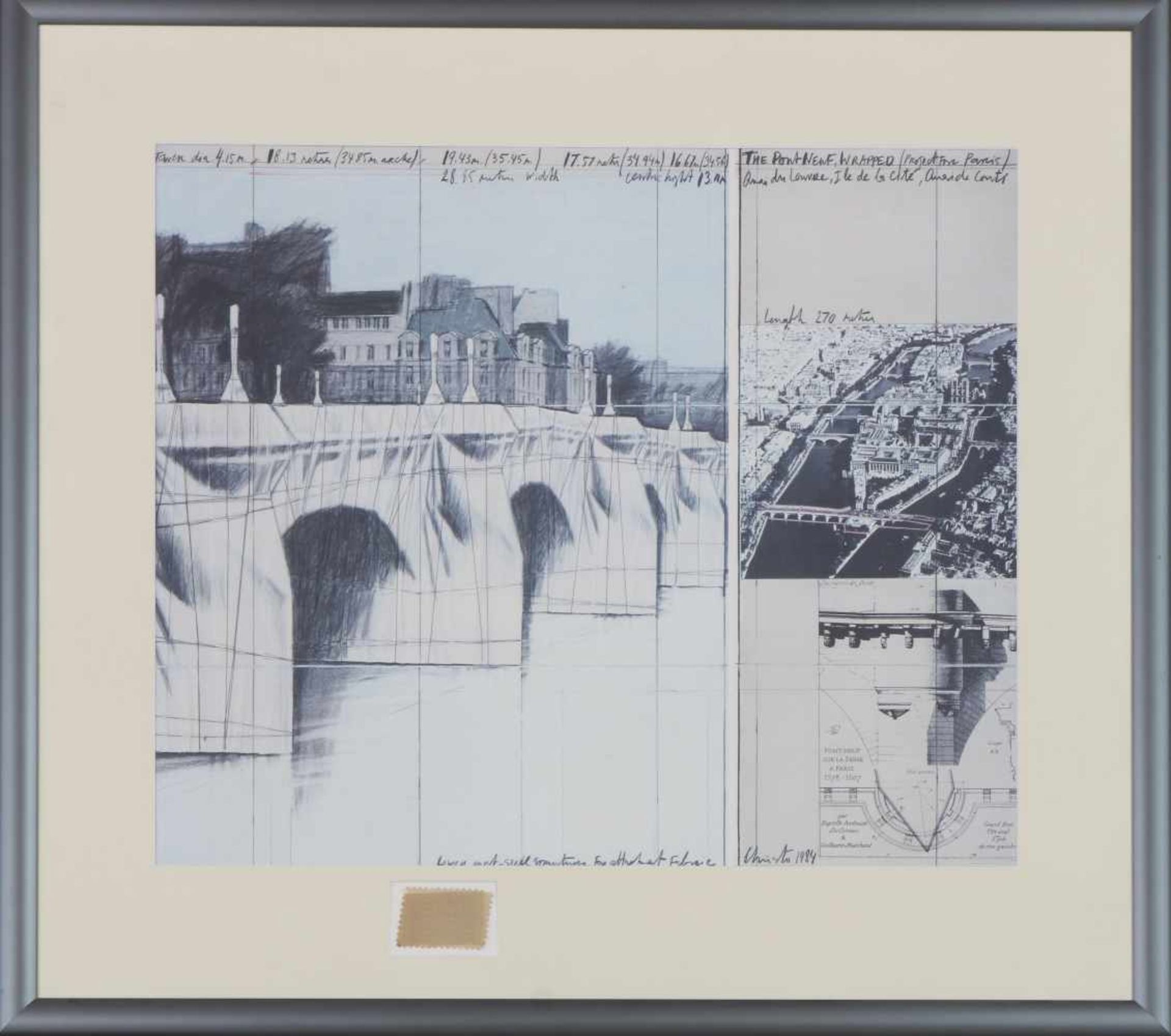 CHRISTO (1935 Gabrowo - 2020 New York)Farboffsetlithographie, ¨Pont Neuf, wrapped¨ (1984), mit