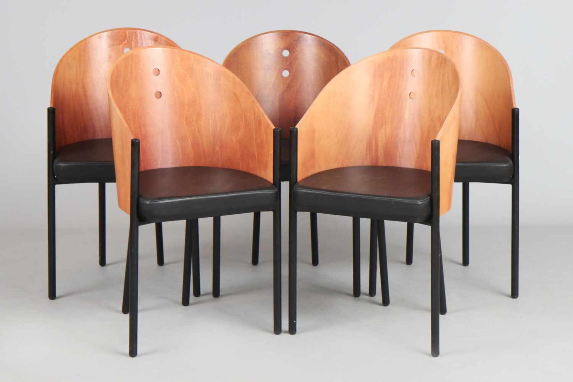 5 Armlehnstühle im Stile ¨Driade¨ von Philippe Starckunbekannter Hersteller, um 1990, gerundete