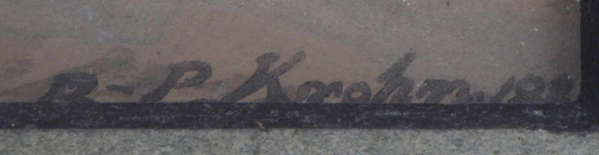 UNBEKANNTER KÜNSTLER des frühen 19. JahrhundertsGouache auf Papier, ¨Ideale Landschaft mit Flus - Bild 2 aus 2