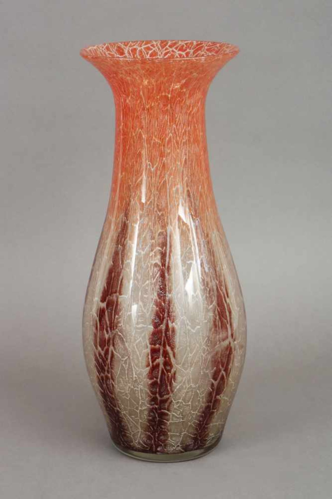 WMF IKORA Glasvaseherstellertypisches orange-braunes, marmoriertes Glas, Keulenform, H ca. 44cm