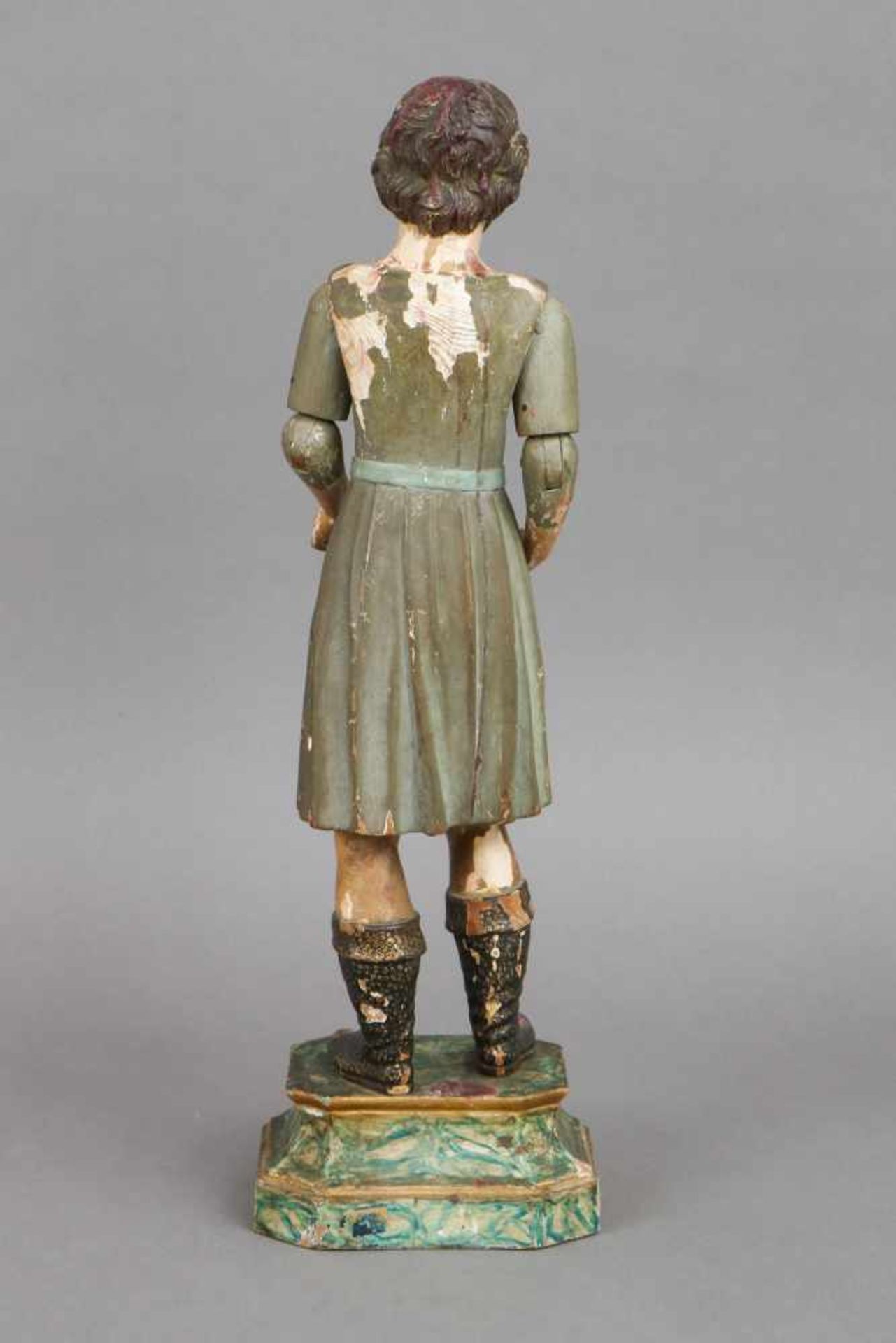 Iberische Sakralfigur ¨Apostel¨Holz, geschnitzt und farbig gefasst, um 1900, stehende Darstellu - Bild 2 aus 5