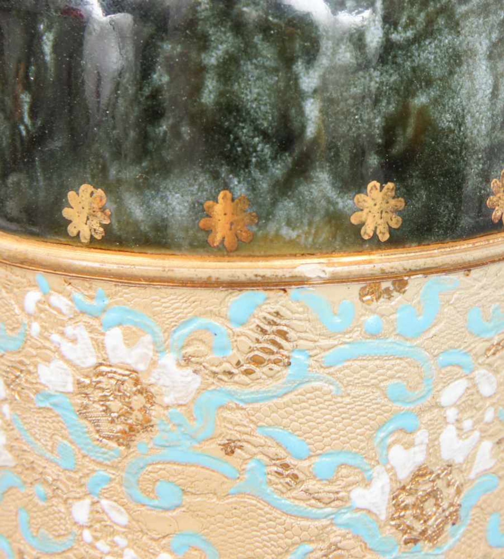 Paar Royal Doulton KeramikvasenEngland um 1900, zylindrische Gefäße, im Halsbereich schwarz-grü - Bild 3 aus 3