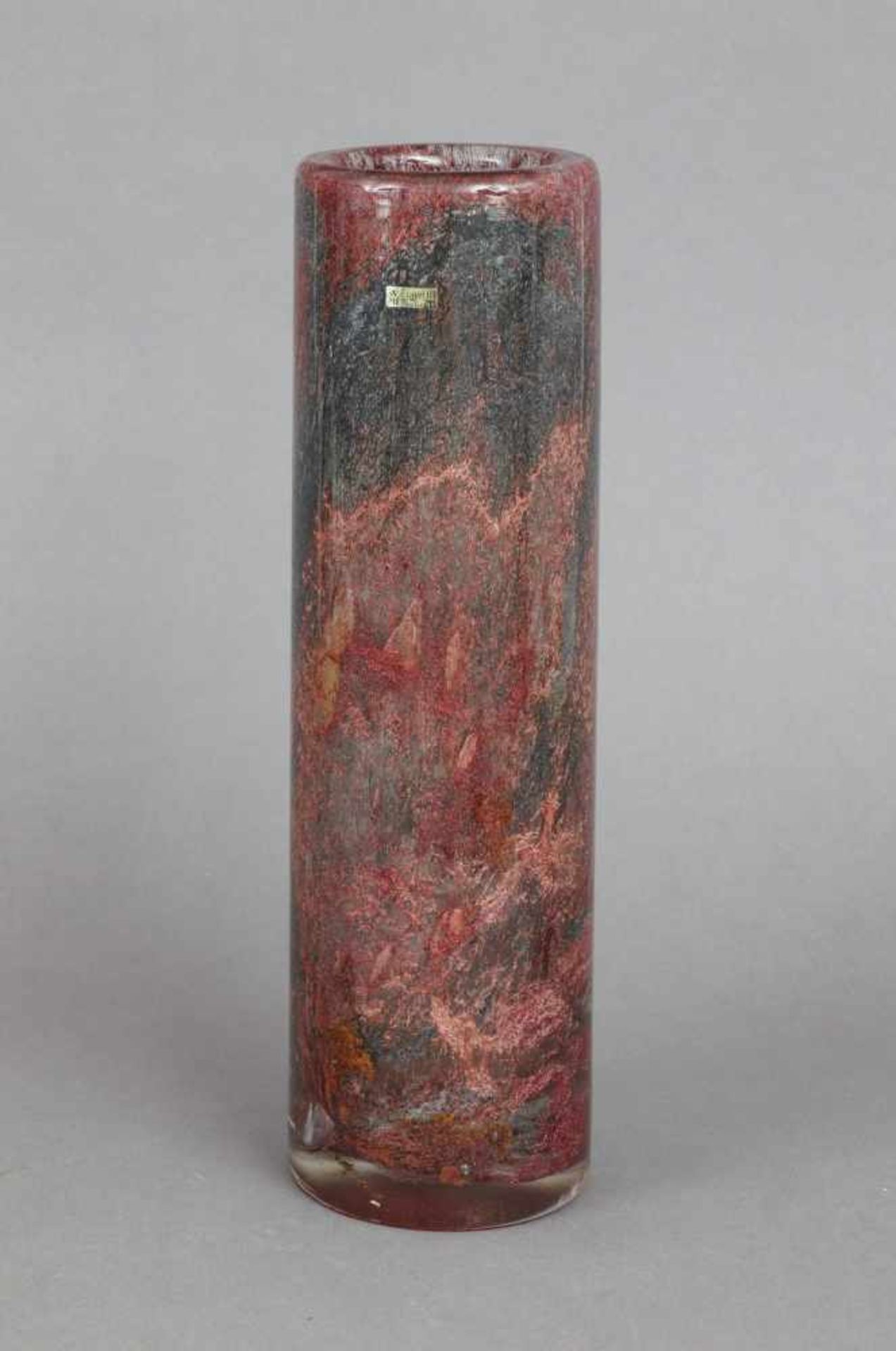 WMF ¨Ikora¨ Stangenvasebraun-grau marmoriert, hohe, zylindrische Form, mit original Aufkleber ¨WMF