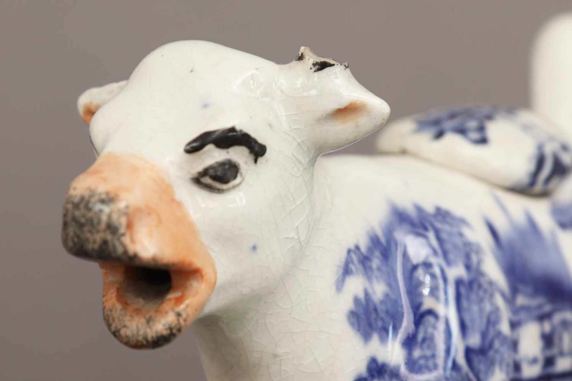 STAFFORDSHIRE Keramik ¨Cream Cow¨farbig staffiert, England, 19. Jhdt., Durchbruchdekor, ovaler - Image 3 of 4