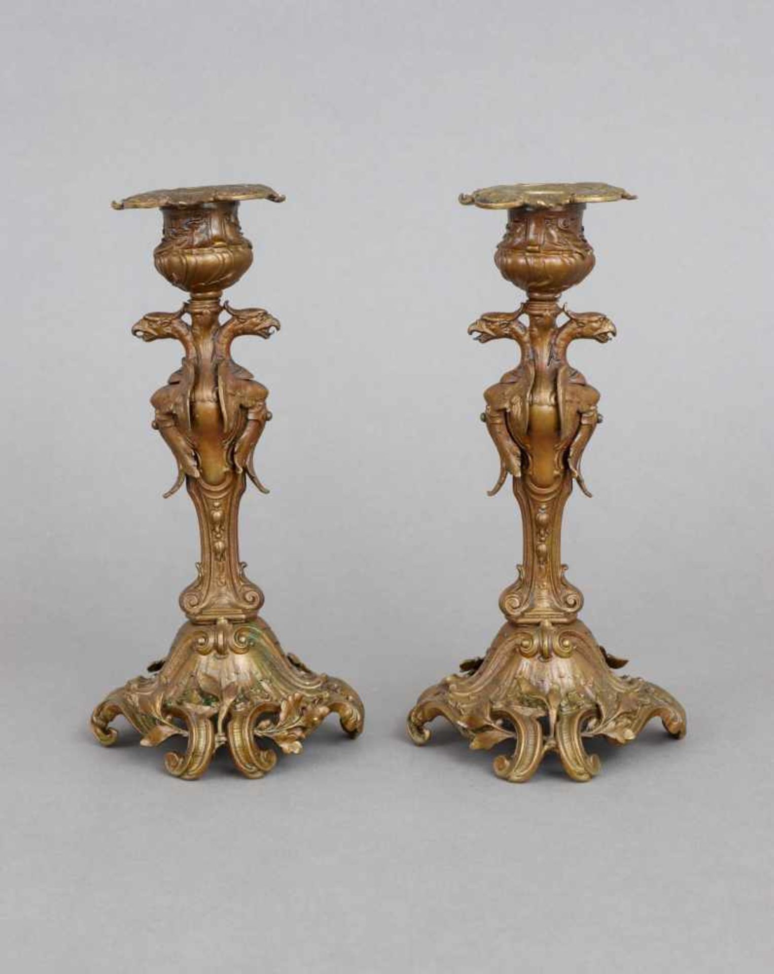 Paar Tischleuchter im Stile des EmpireBronze, Frankreich, Napoleon III. (2. Hälfte 19. Jhdt.),