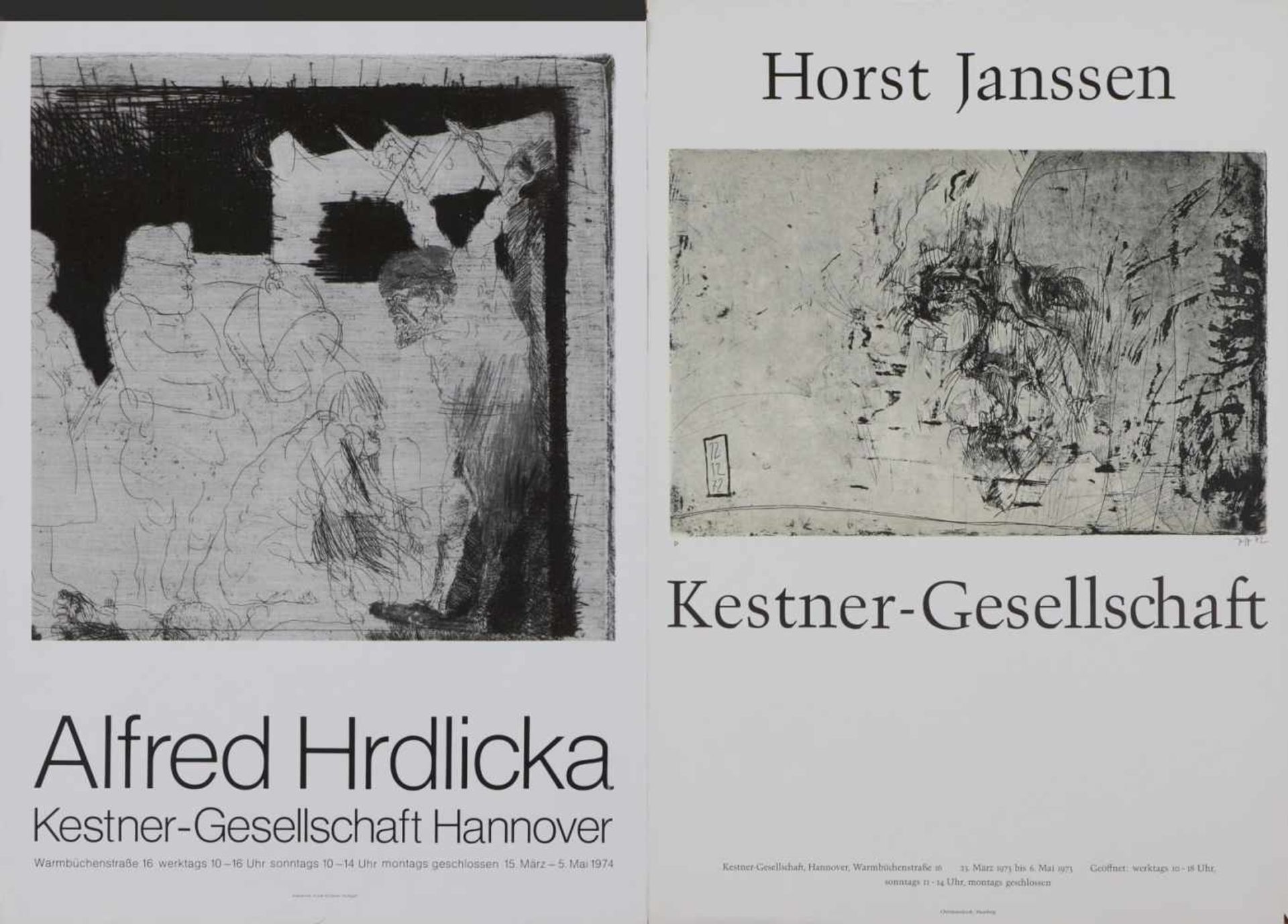 2 Ausstellungsplakate der Kestner-Gesellschaft (Hannover)(Farb-)seriegrafien, 1x ¨ALFRED
