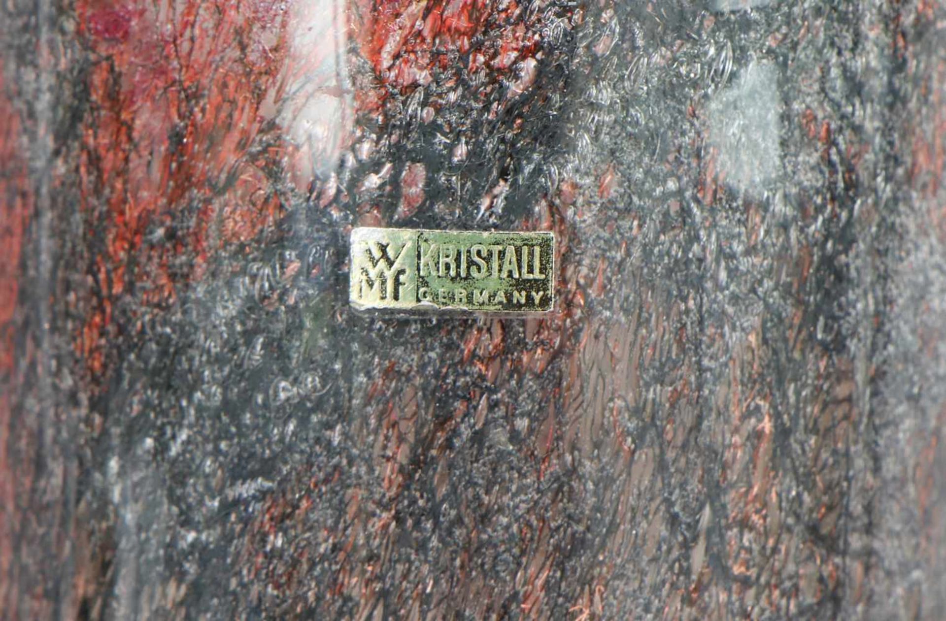 WMF ¨Ikora¨ Stangenvasebraun-grau marmoriert, hohe, zylindrische Form, mit original Aufkleber ¨WMF - Bild 2 aus 2