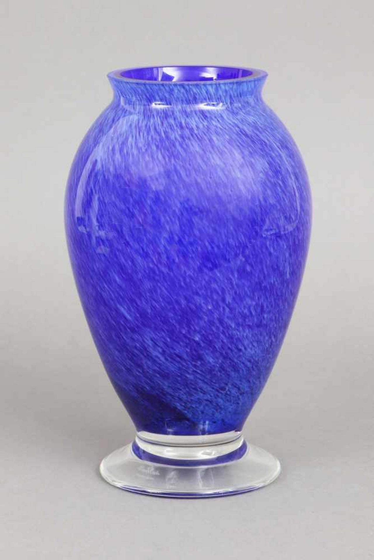 ROSENTHAL ¨studio line¨ Vasefarbloses und blaues Glas, blau-weiß marmoriert, ovoider Korpus, mit