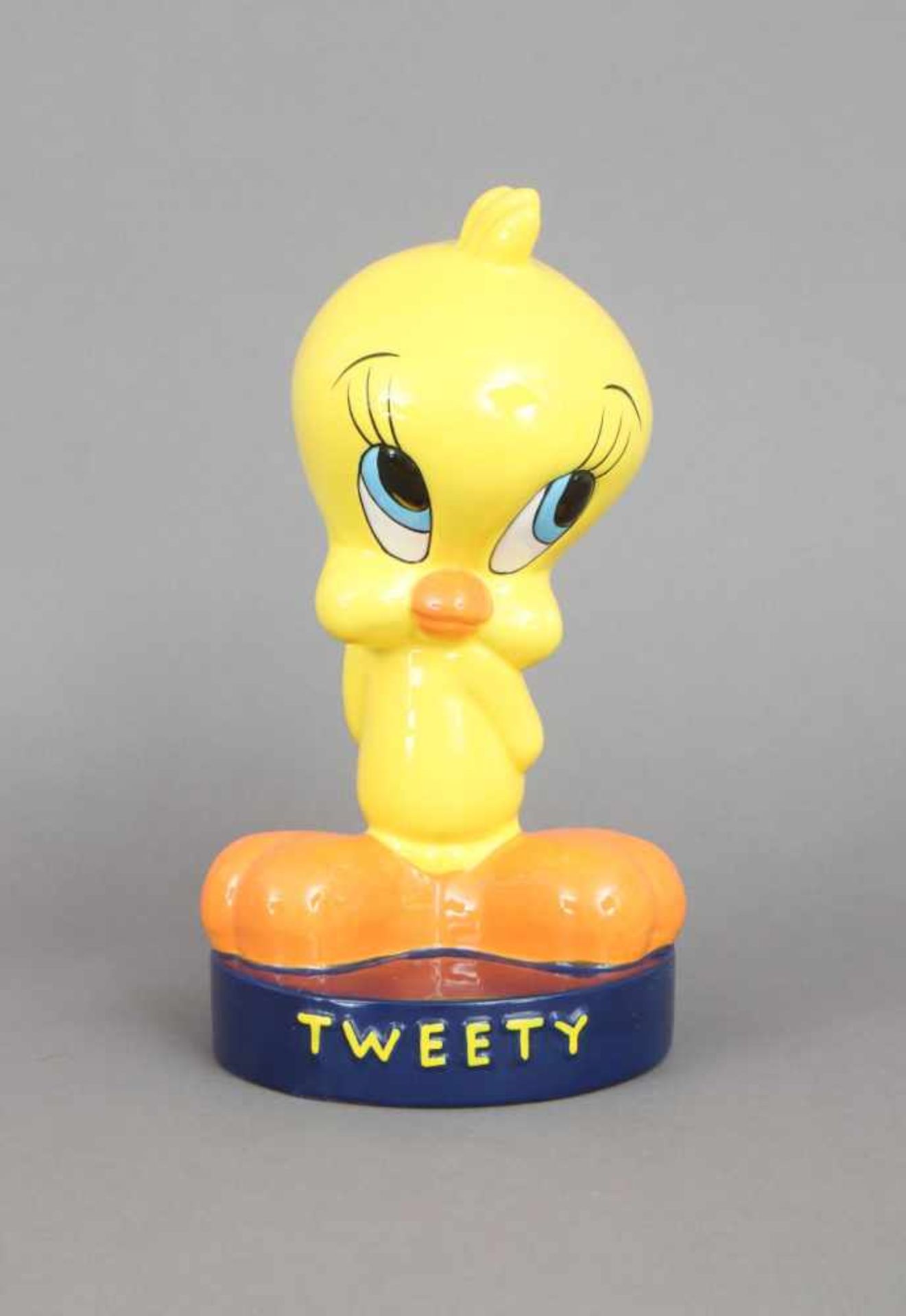 Keramik-Spardose ¨Tweety¨ (1995)Produkt der WARNER BROS., farbig bemalte Figur der Comic-Figur