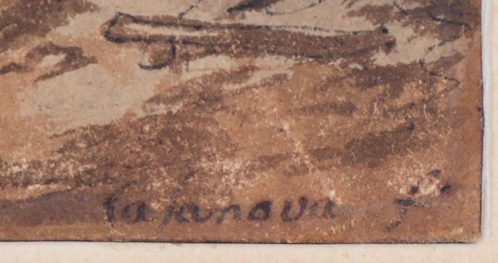 GIUSEPPE FRANCESCO CASANOVA (1727 London - 1802 Vorderbrühl)2 lavierte Federzeichnungen nach PHILIPS - Image 2 of 2
