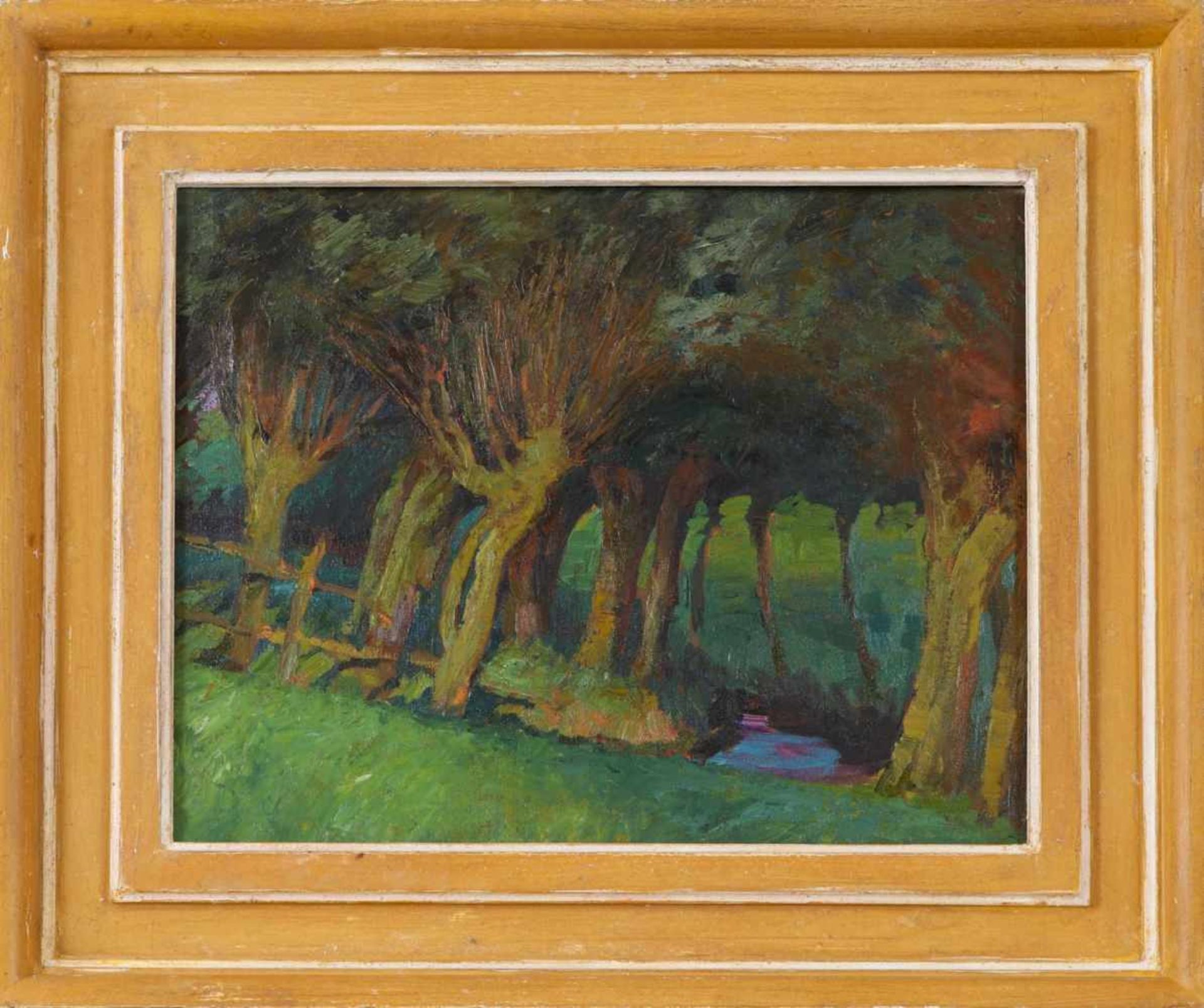 Wohl OTTO ILLIES (1881 Yokohama/Japan - 1959 Wernigerode)Öl auf Leinwand, ¨Weidenbestandener Teich