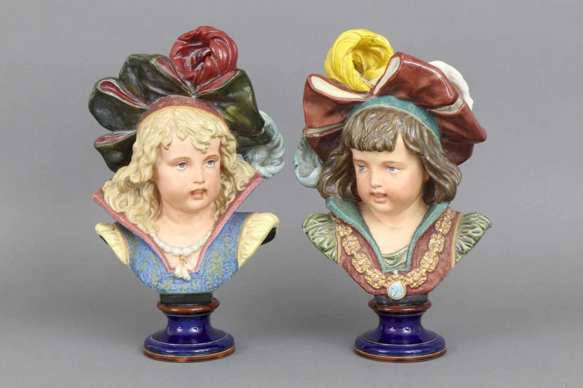 Paar JOHANN VON SCHWARZ (Nürnberg) Büsten zweier Kinderum 1878-1898, Nürnberg, Fabrik artistischer