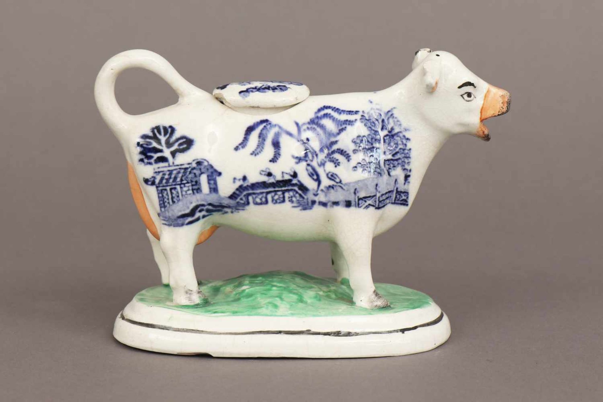 STAFFORDSHIRE Keramik ¨Cream Cow¨farbig staffiert, England, 19. Jhdt., Durchbruchdekor, ovaler - Image 2 of 4