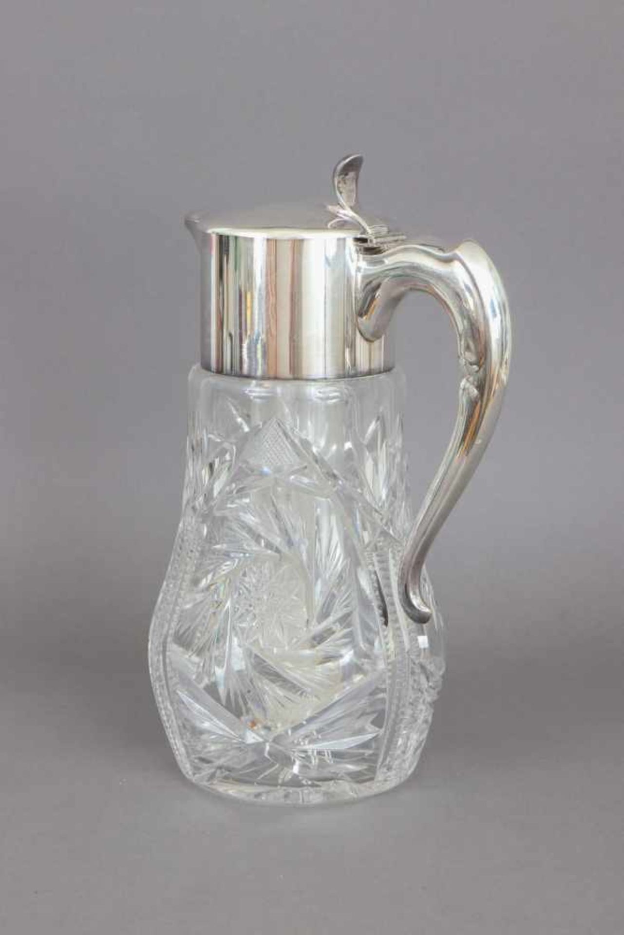 Schenkkrug (sogenannte Kalte Ente)Kristall und versilbertes Metall, um 1920, farbloser, - Image 2 of 3