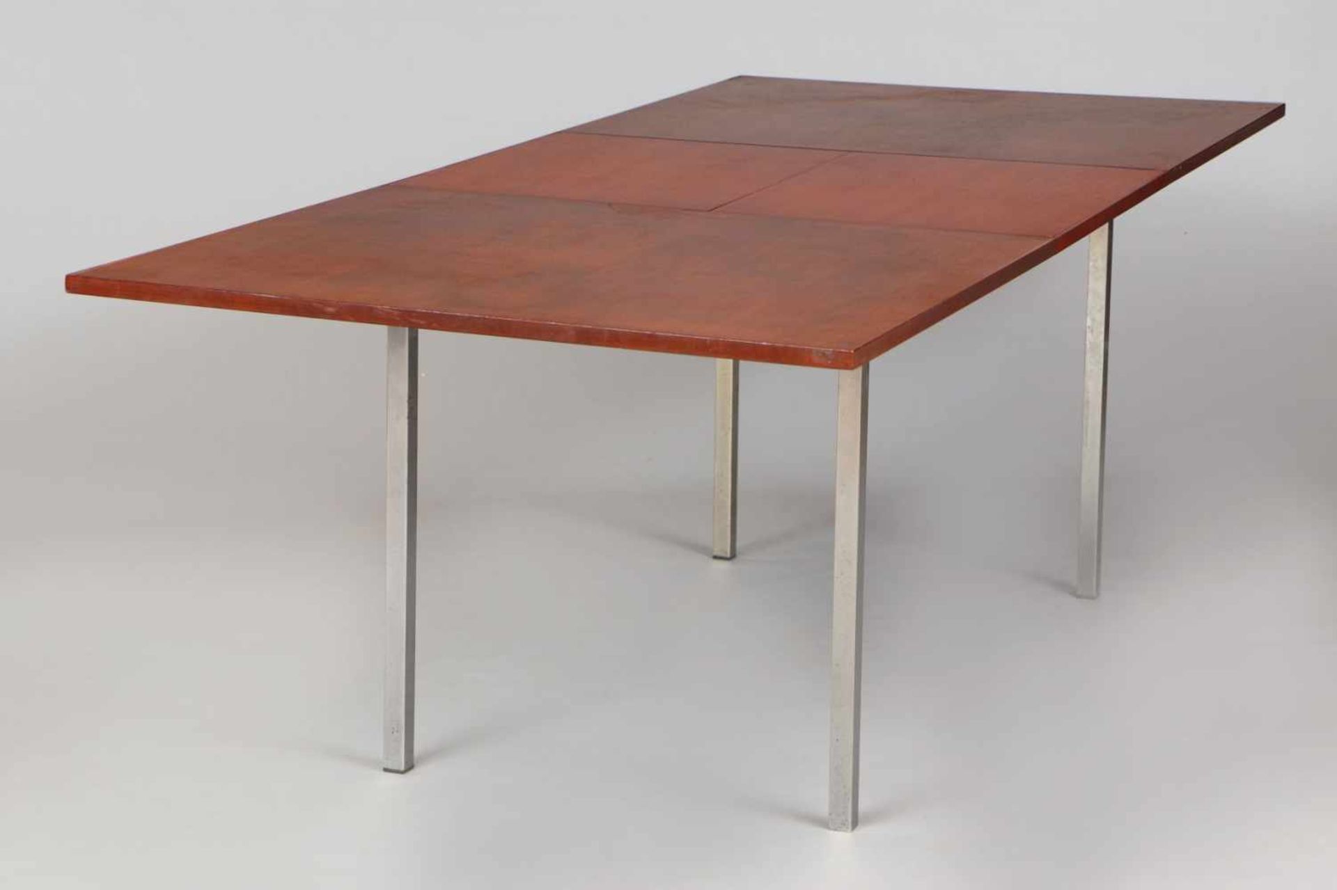 ALFRED HENDRICKX für Bel-Form Esszimmer-Tisch, Belgien um 1960/70, eckige, ausziehbare Platte mit 1 - Bild 2 aus 3