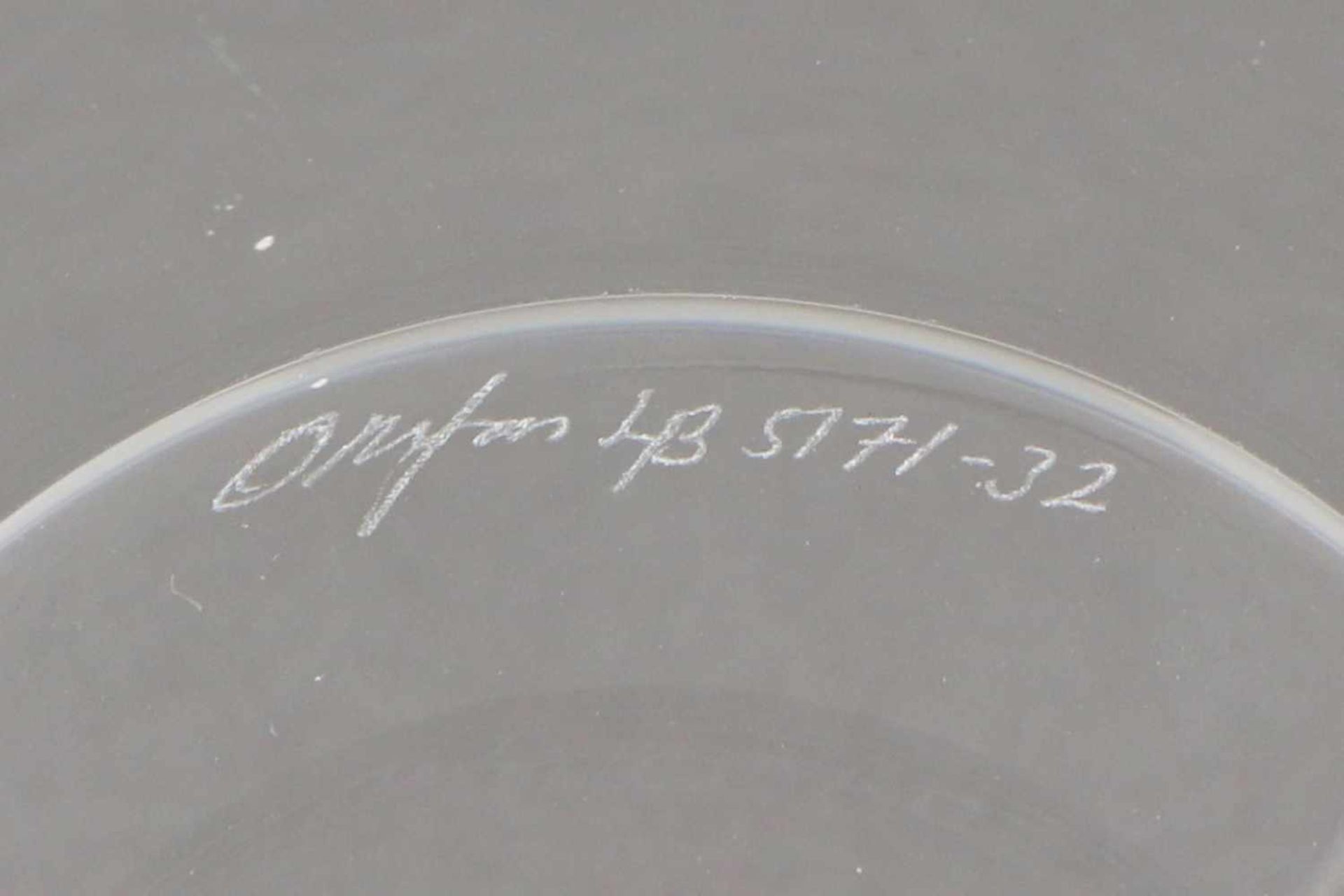 ORREFORS Kristallschale farbloses Glas, runde, vertiefte Schale, dickwandig, D ca. 30cm - Bild 3 aus 3