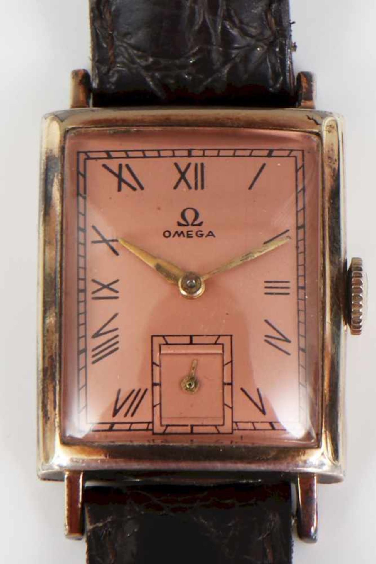 OMEGA Armbanduhr der 1930er Jahre eckige ¨Tank¨-Form, Gehäuse Gold (ca. 25x20mm), Werk Handaufzug, - Bild 2 aus 2