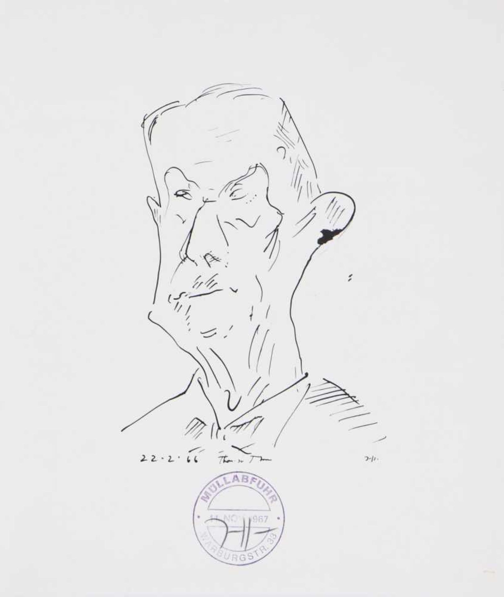 HORST JANSSEN (1929 Hamburg - 1995 ebenda) Lithografie, ¨Porträt des Thomas Mann¨ (1966), in der